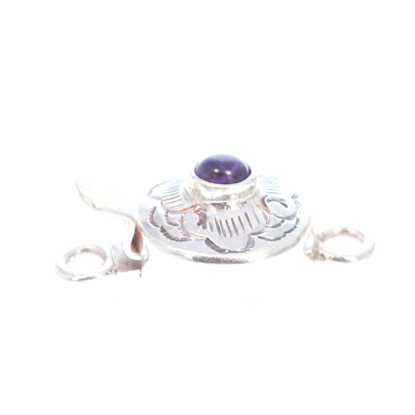 AMETHYST CLASP Round Sterling Cloud Design -NewWorldGems