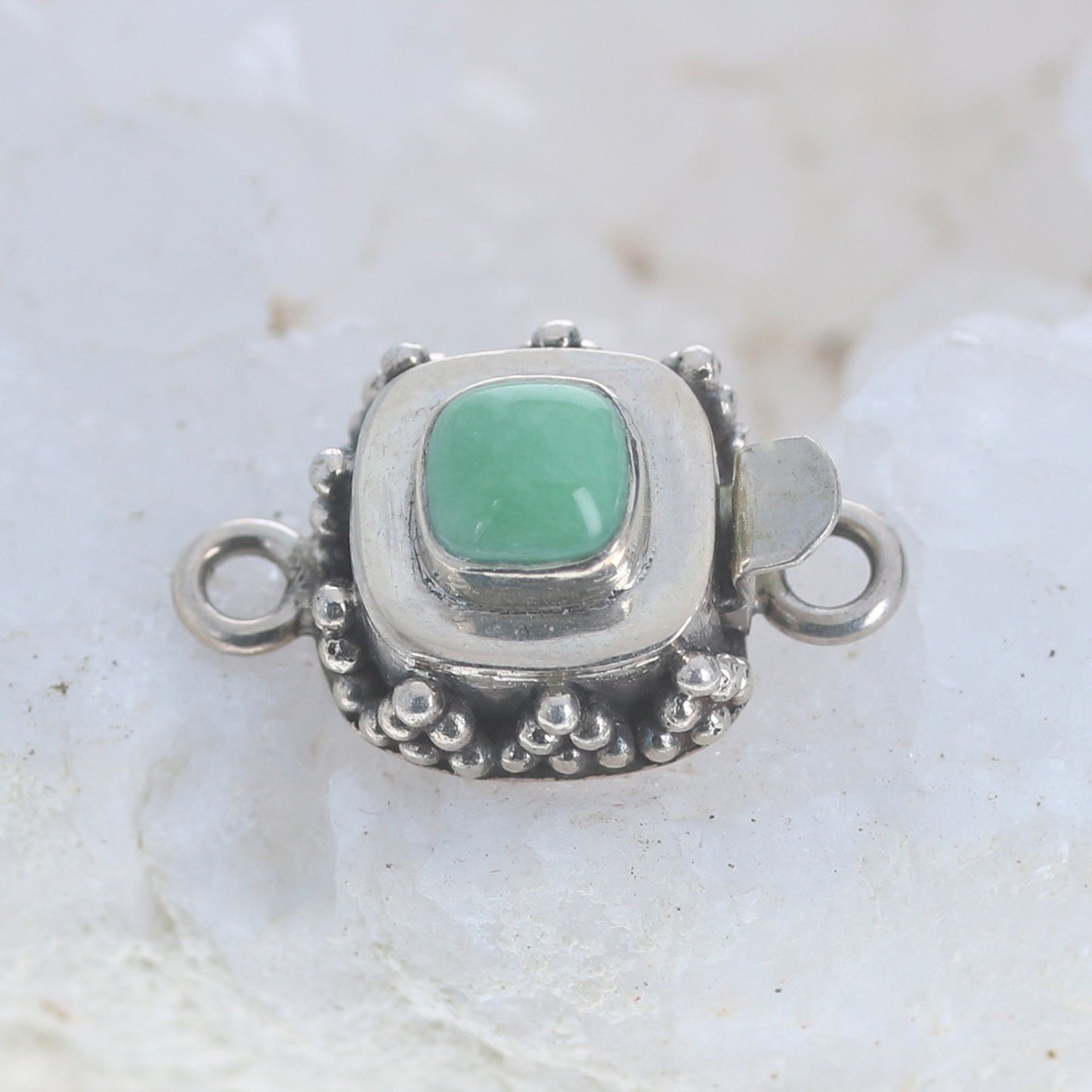 Variscite Clasp Sterling Cushion 6mm -NewWorldGems