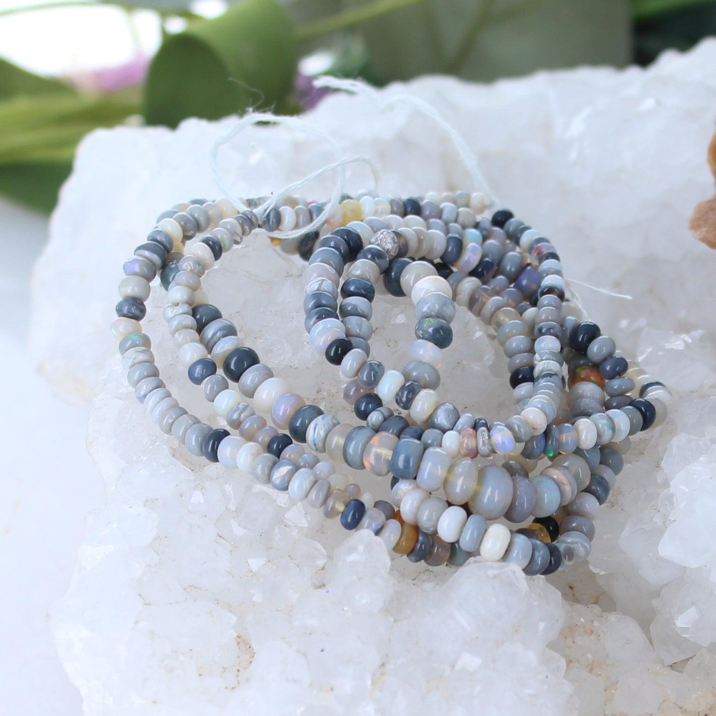 AUSTRALIAN OPAL Beads Lightning Ridge Graduated Rondelles 3-6mm 16" -NewWorldGems
