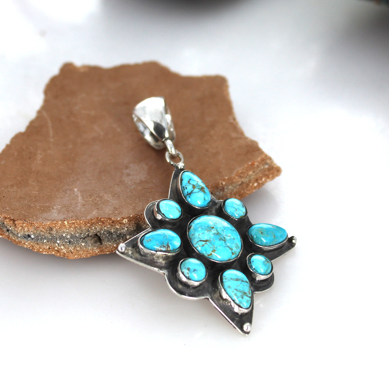 North Star Design Sonoran Blue Jay Turquoise Pendant Sterling -NewWorldGems