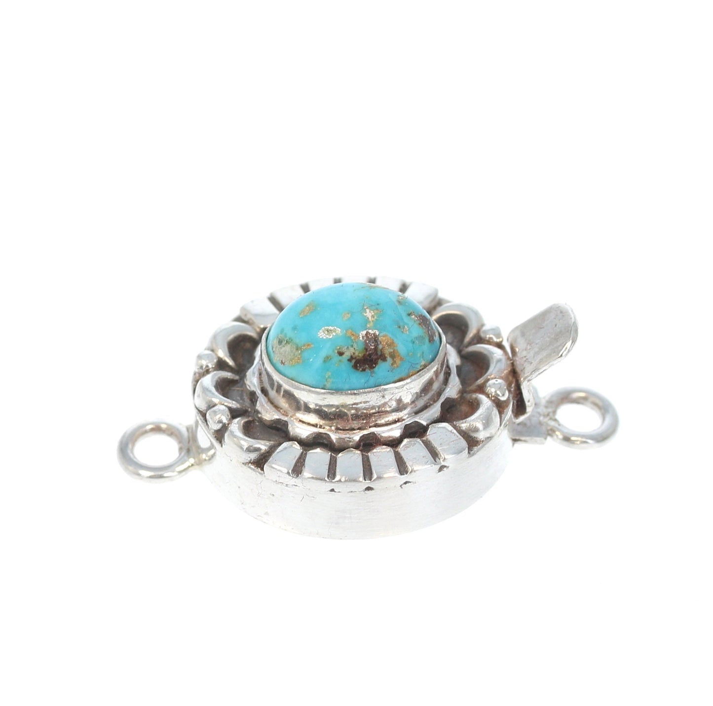 Armenian Turquoise Sterling Silver Clasp Oval Moon Design 11X8mm -NewWorldGems