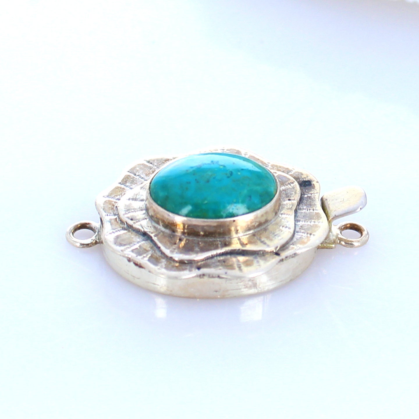 Flower Clasp Large Chrysocolla Oval Sterling Silver Choose Color -NewWorldGems