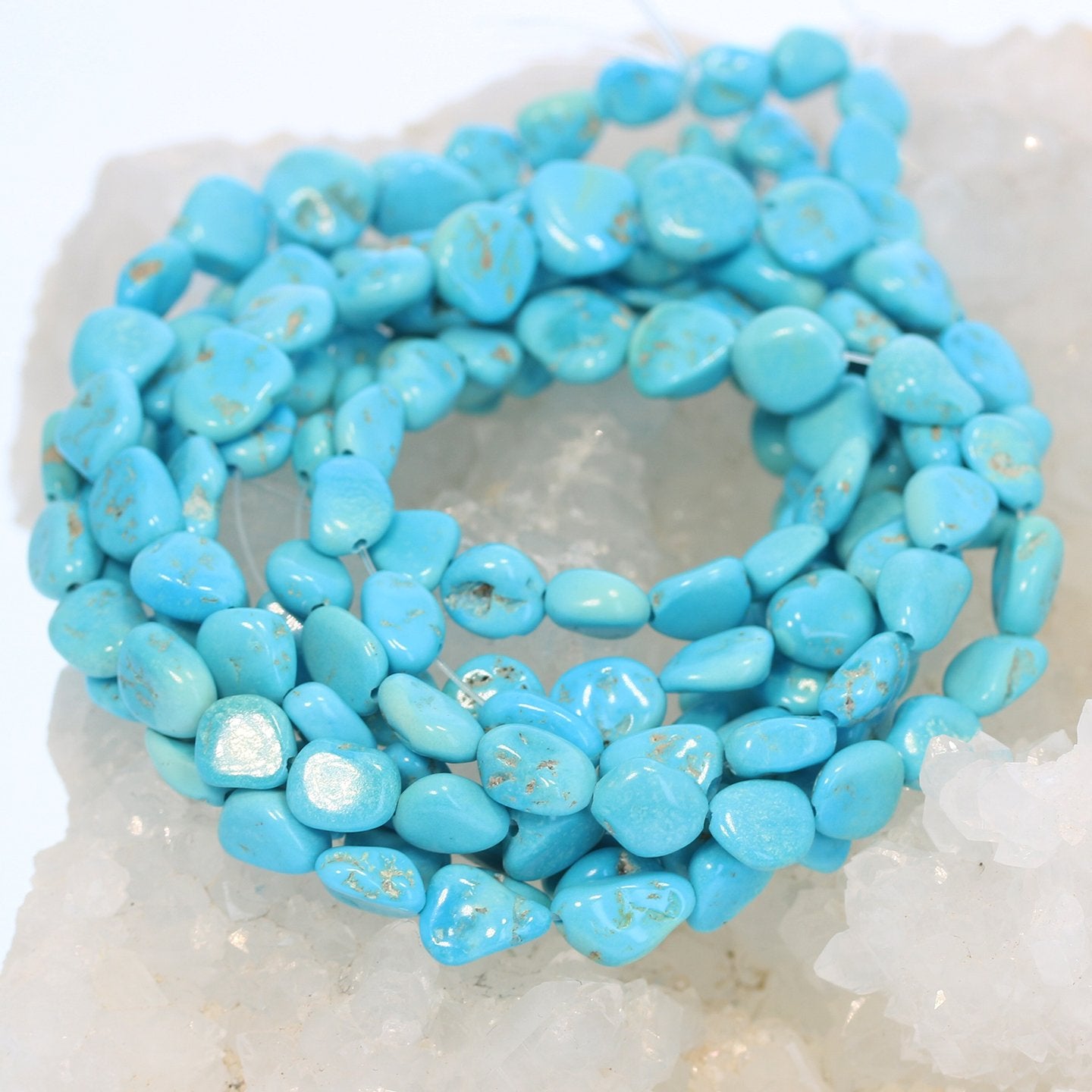 Sleeping Beauty Turquoise Beads Flat Potato Shape -NewWorldGems