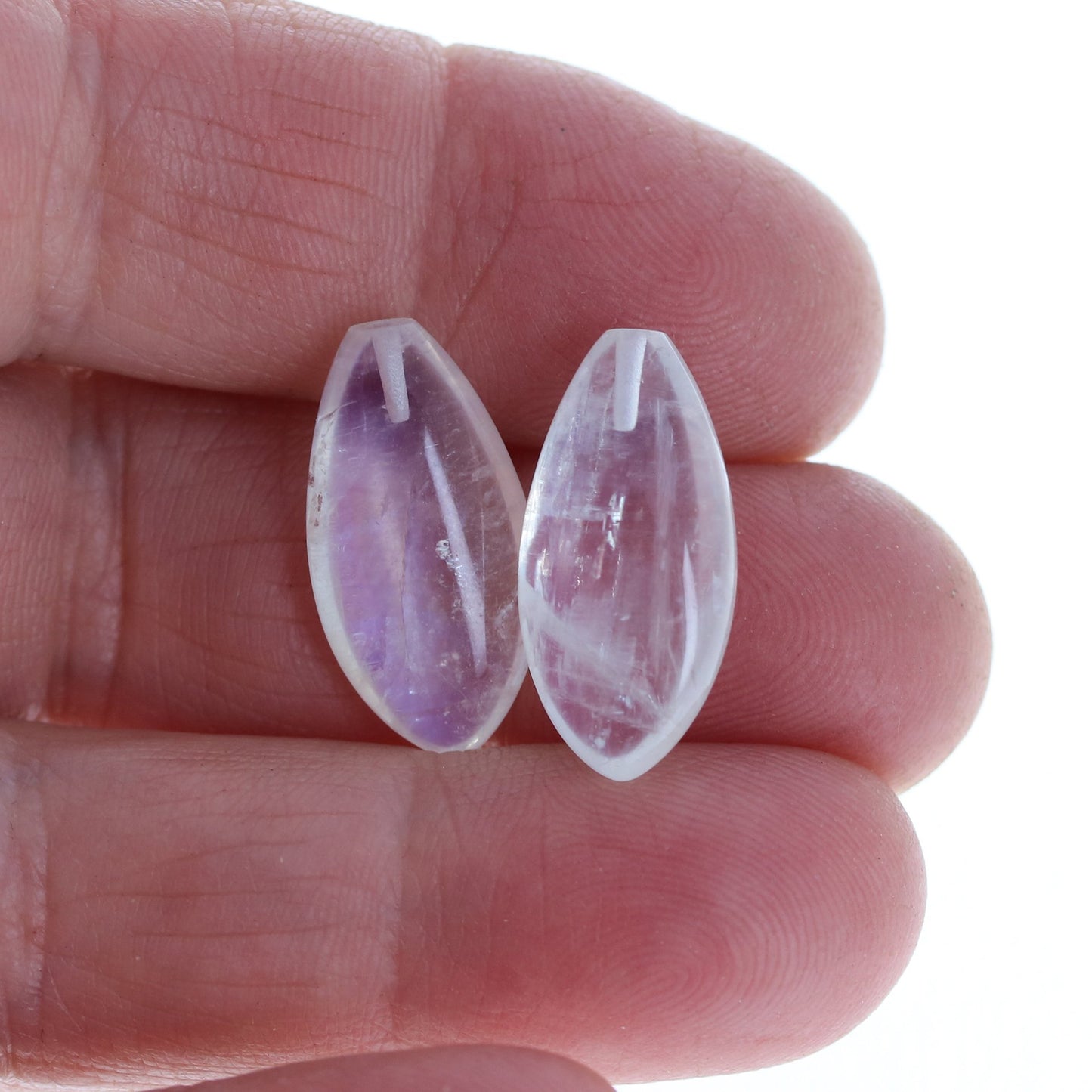 Rainbow Moonstone Teardrop Earring Components Set Pair 10X20Mm, -NewWorldGems