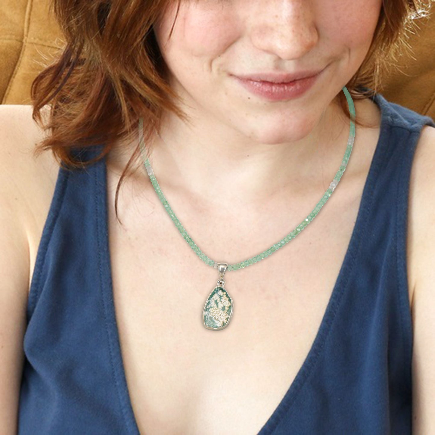 Ancient Roman Glass And Ethiopian Opal Necklace -NewWorldGems