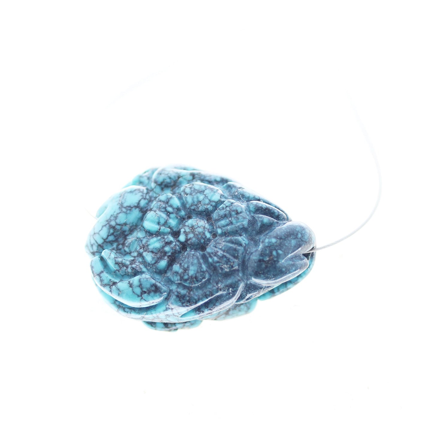 Carved Turquoise Centerpiece Focal Bead #4, -NewWorldGems