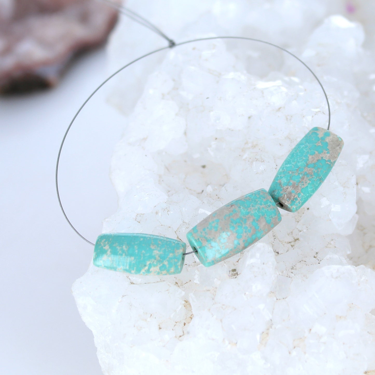 CARICO LAKE TURQUOISE Beads 3 Piece Set Flat Barrels Side Drill -NewWorldGems