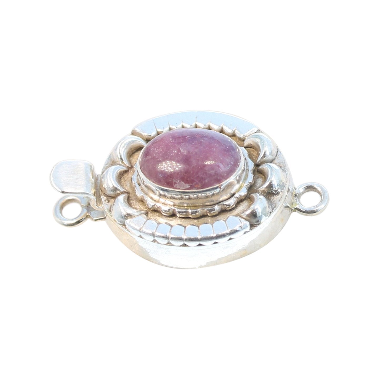 Pink Tourmaline Clasp Sterling 9X12Mm Moon Petal Design -NewWorldGems