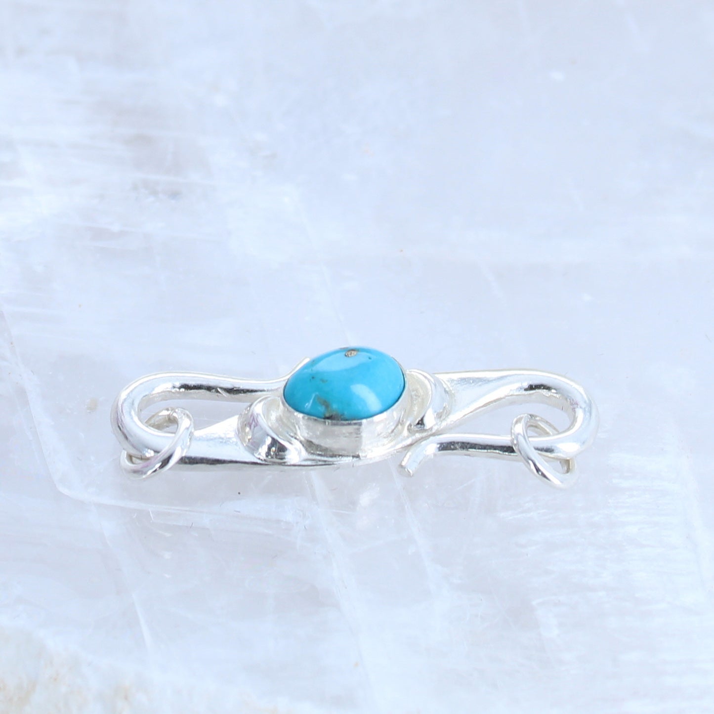 Kingman Turquoise Clasp S Shaped Sterling Moons Mixed Shape -NewWorldGems