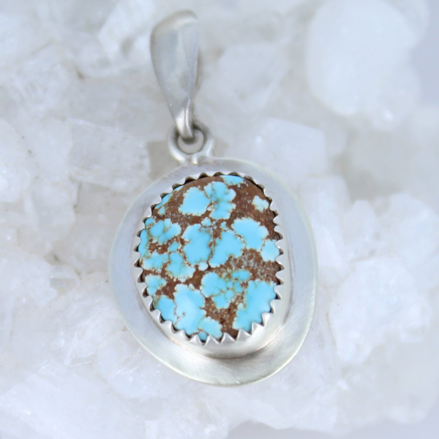 Beautiful Blue Carico Lake Turquoise Pendant Sterling Small -NewWorldGems