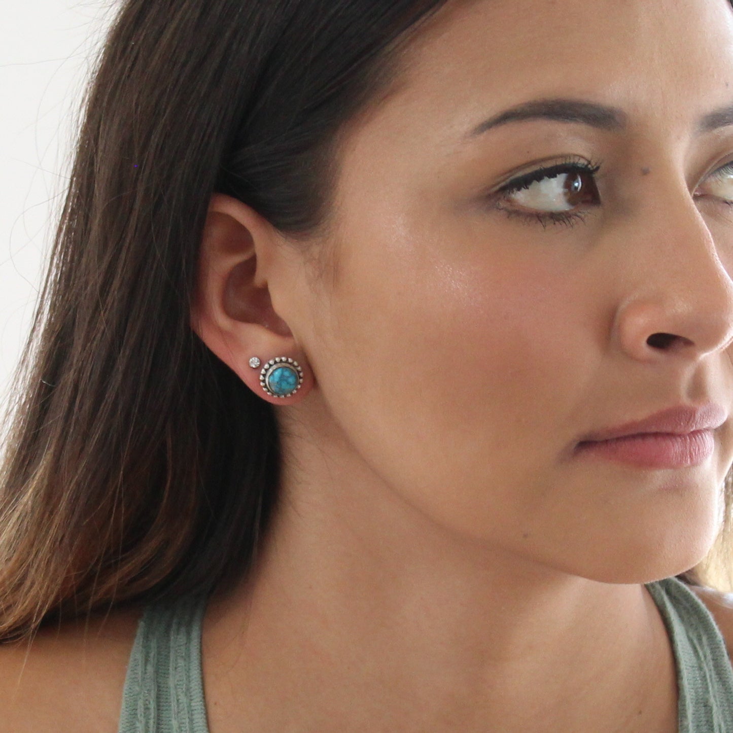 Sonoran Blue Jay Post Earrings 8mm Sterling -NewWorldGems