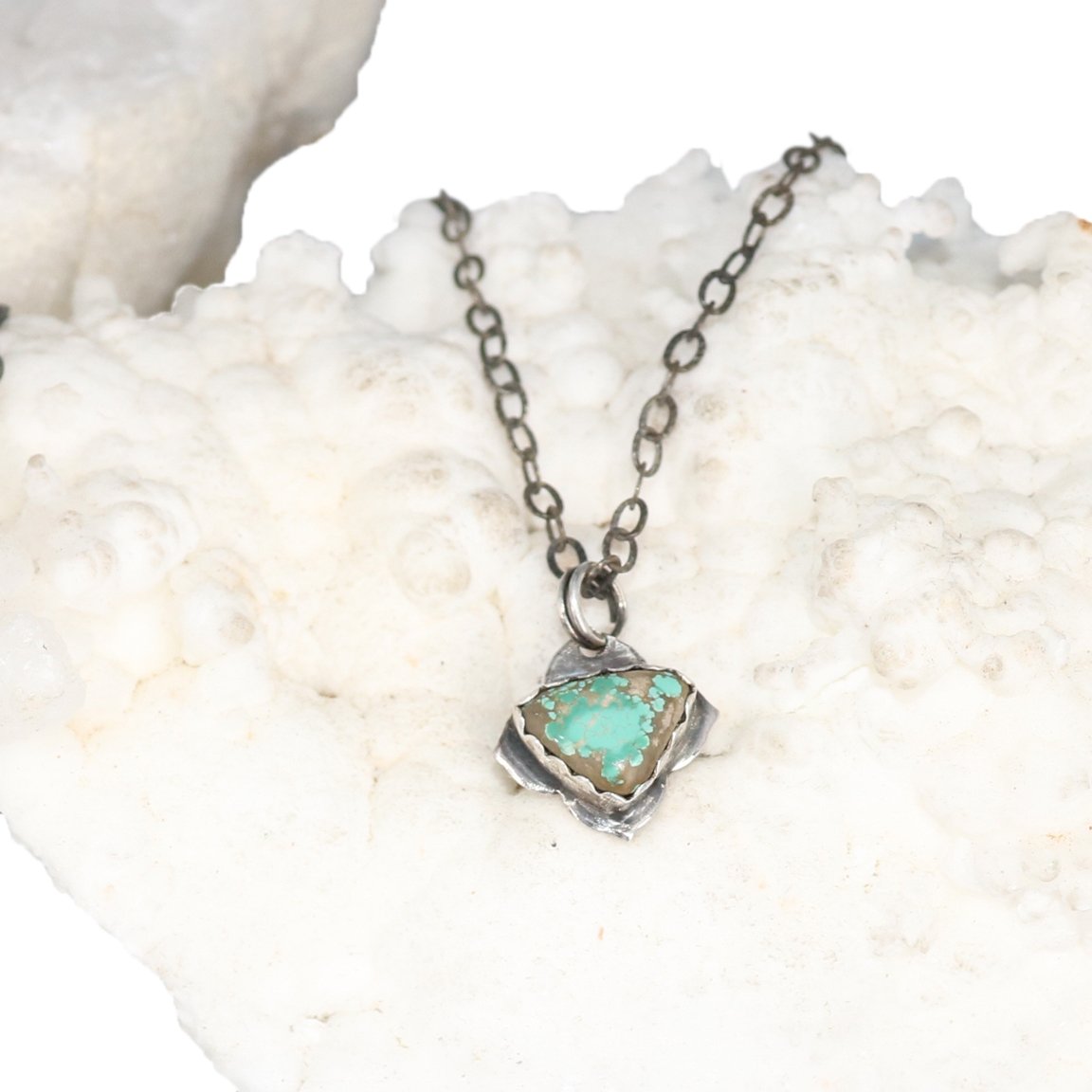Carico Lake Turquoise Pendant Necklace Sterling Chain 18" -NewWorldGems