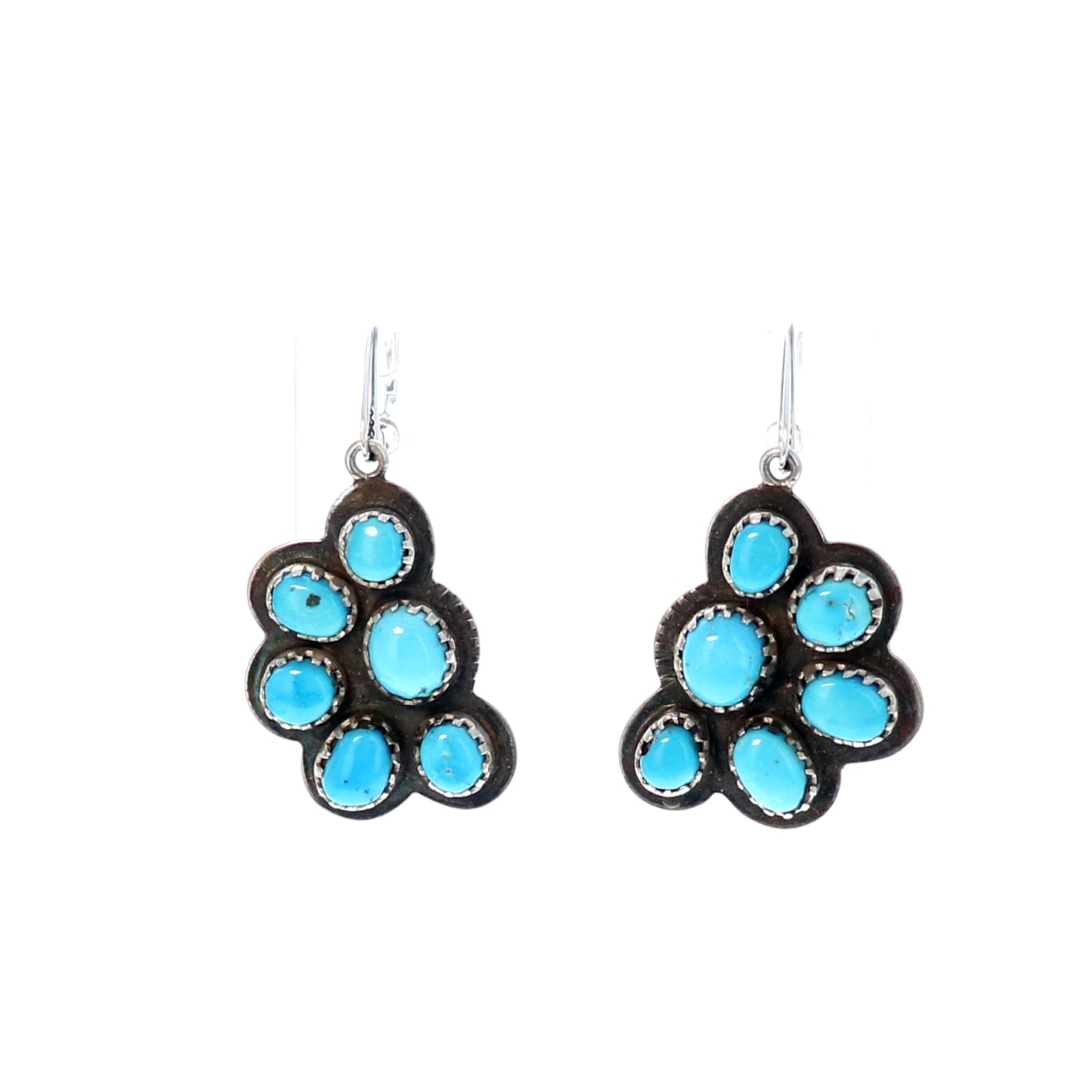 Blue Ridge Orvil Jack Turquoise Earrings Sterling 6-Stone Charmers -NewWorldGems