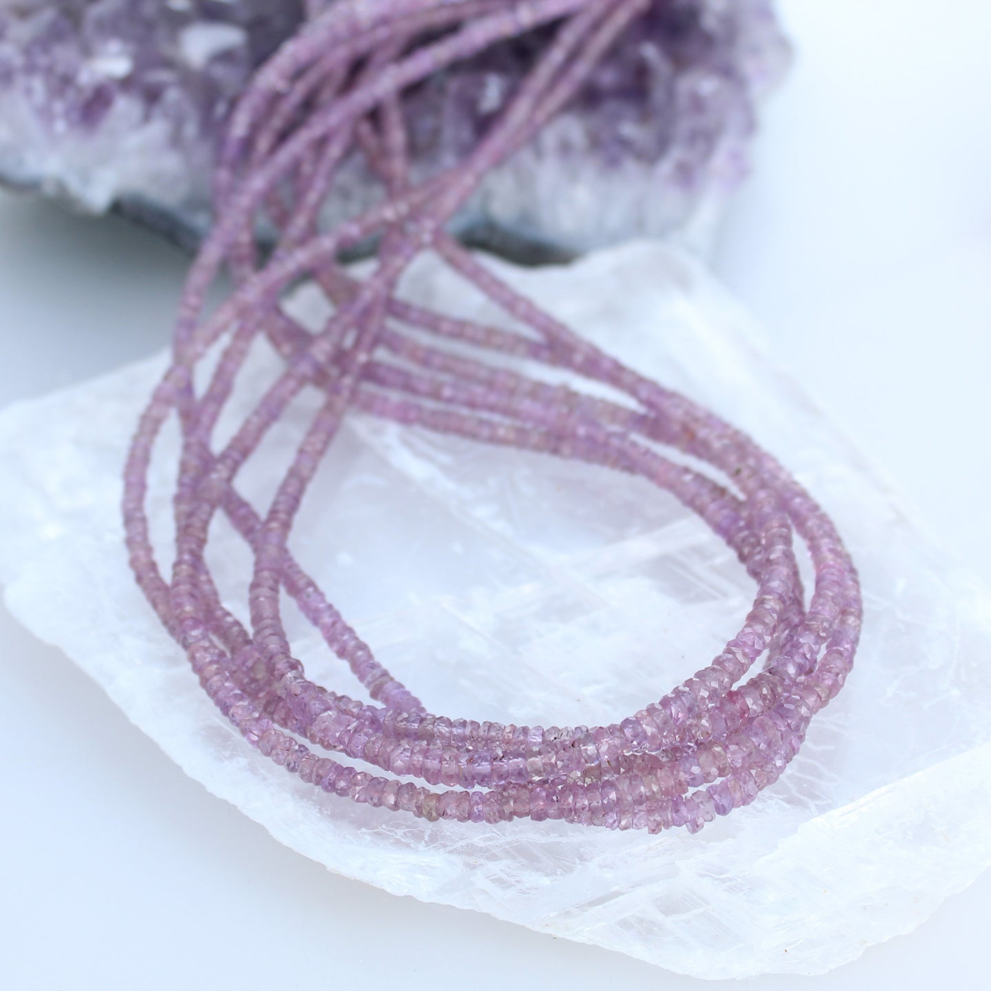 AAA Sugar Plum Sapphire Beads Faceted Rondelles 3-3.5mm -NewWorldGems