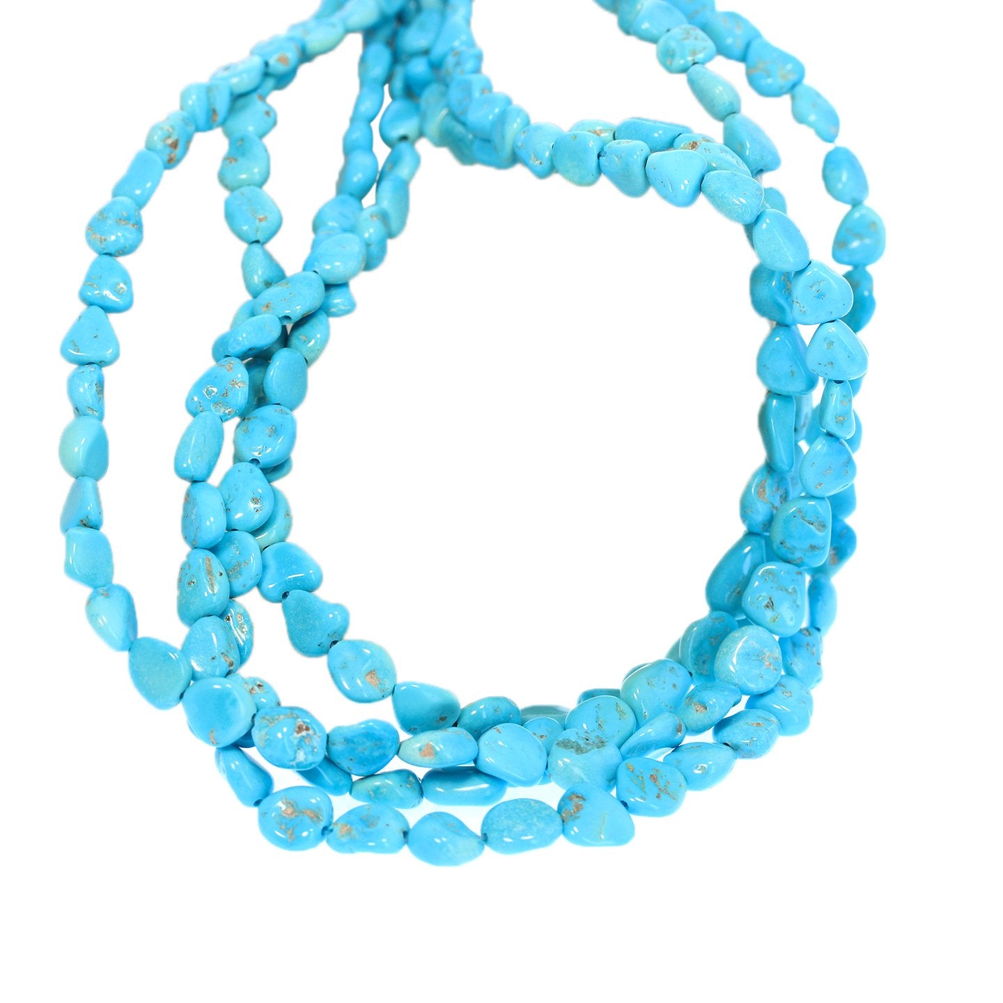 Sleeping Beauty Turquoise Beads Flat Potato Shape -NewWorldGems