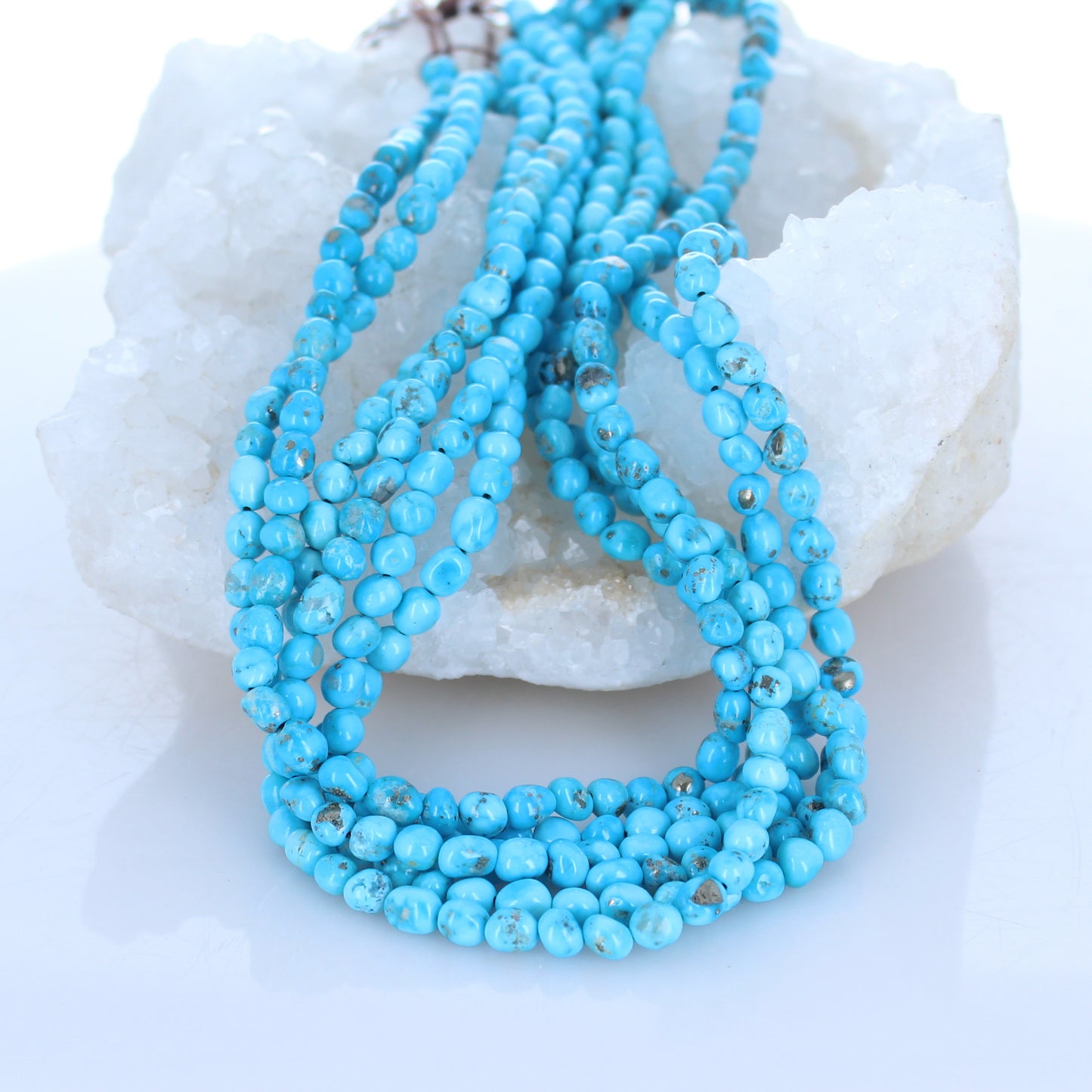 BLUE BIRD TURQUOISE Beads 5mm Semi Round Blue Arizona -NewWorldGems