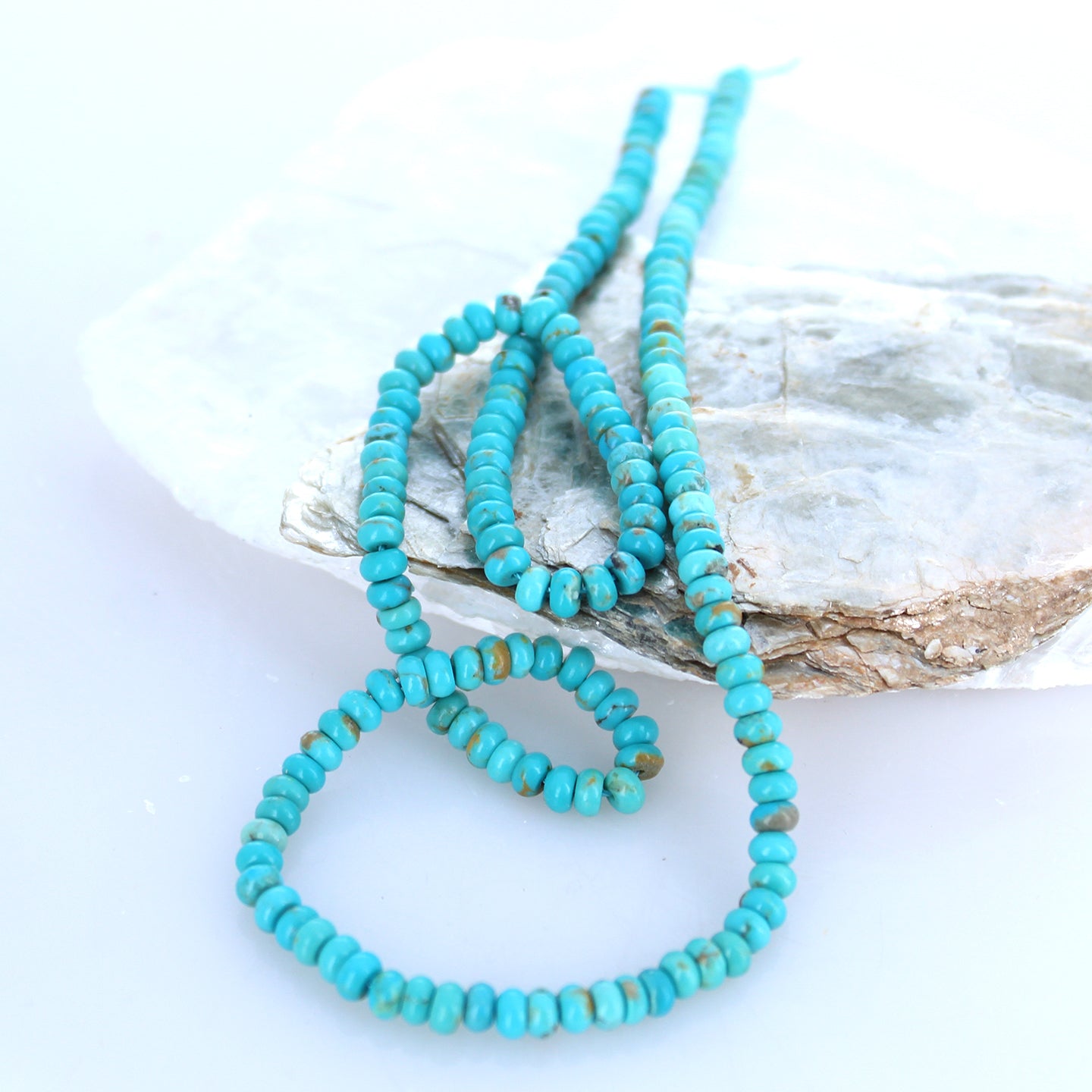 Sonoran Blue Turquoise Beads Rondelles 4.5mm with Gold Matrix -NewWorldGems
