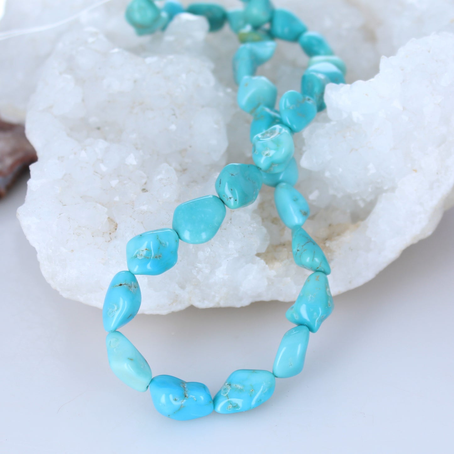 Rare LONE MOUNTAIN TURQUOISE Beads 10.8-15mm Light Blue -NewWorldGems