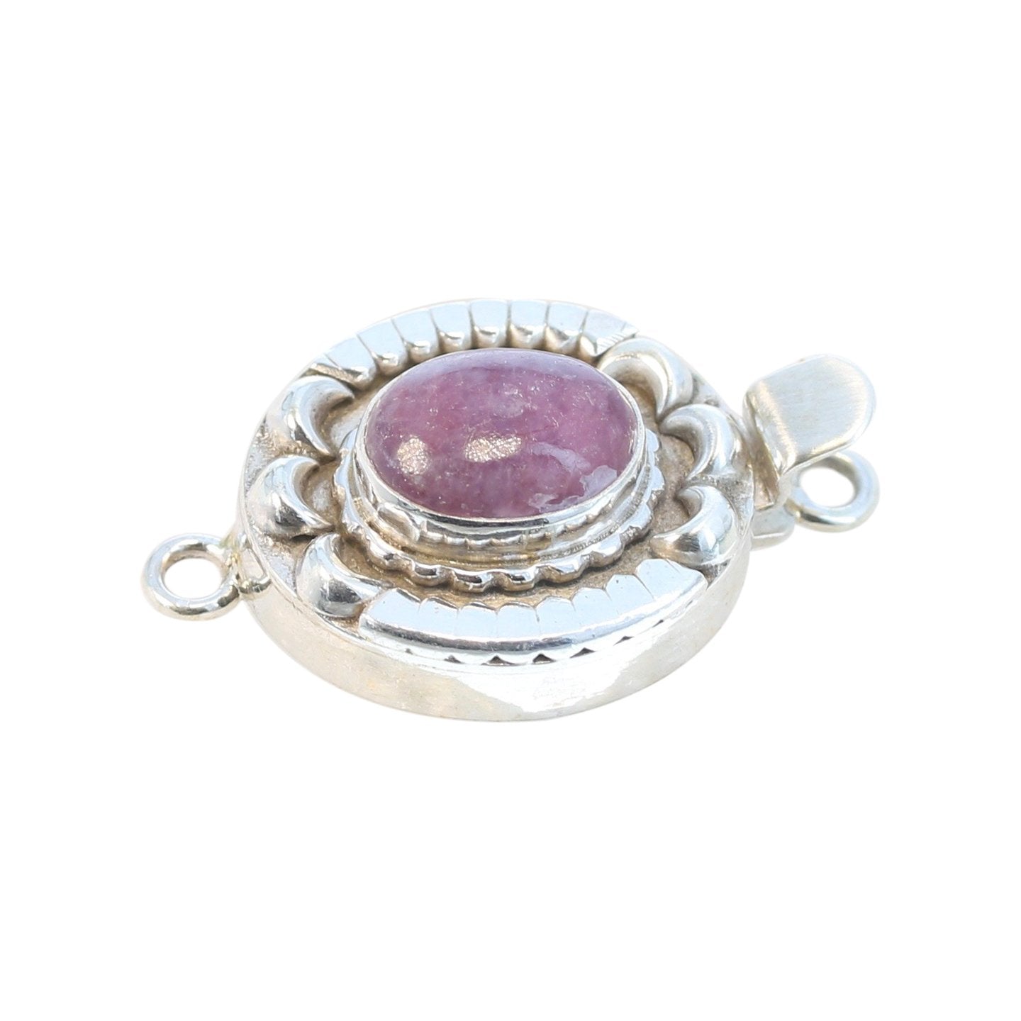 Pink Tourmaline Clasp Sterling 9X12Mm Moon Petal Design -NewWorldGems