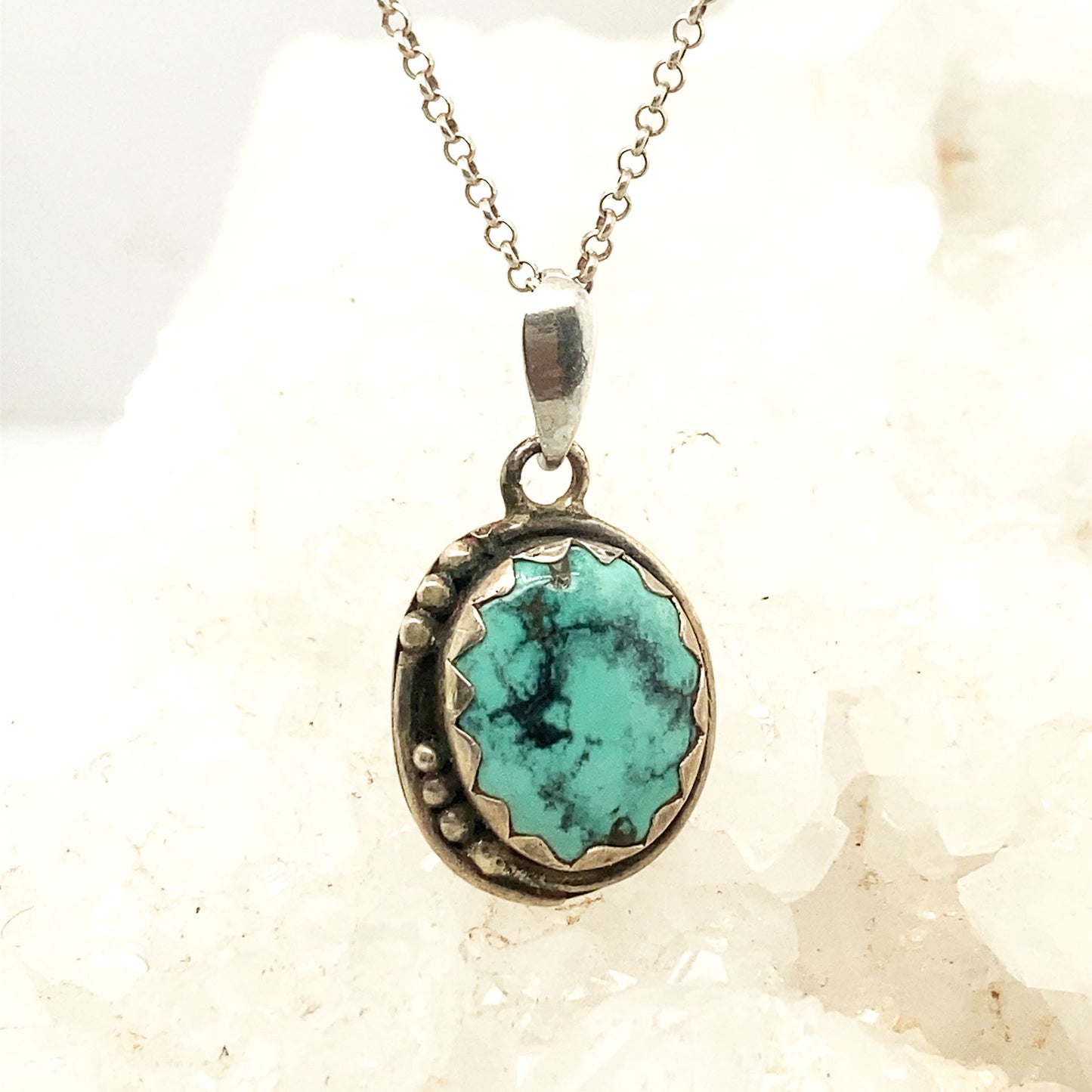Hubei Turquoise Pendant Mint Green Necklace 16" -NewWorldGems