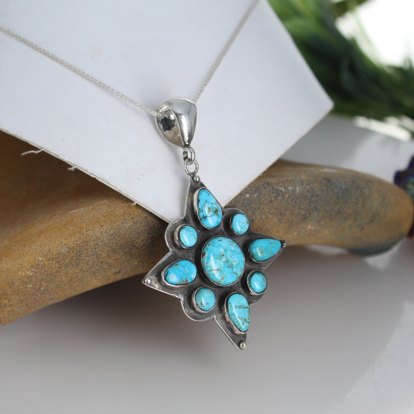 North Star Design Sonoran Blue Jay Turquoise Pendant Sterling -NewWorldGems