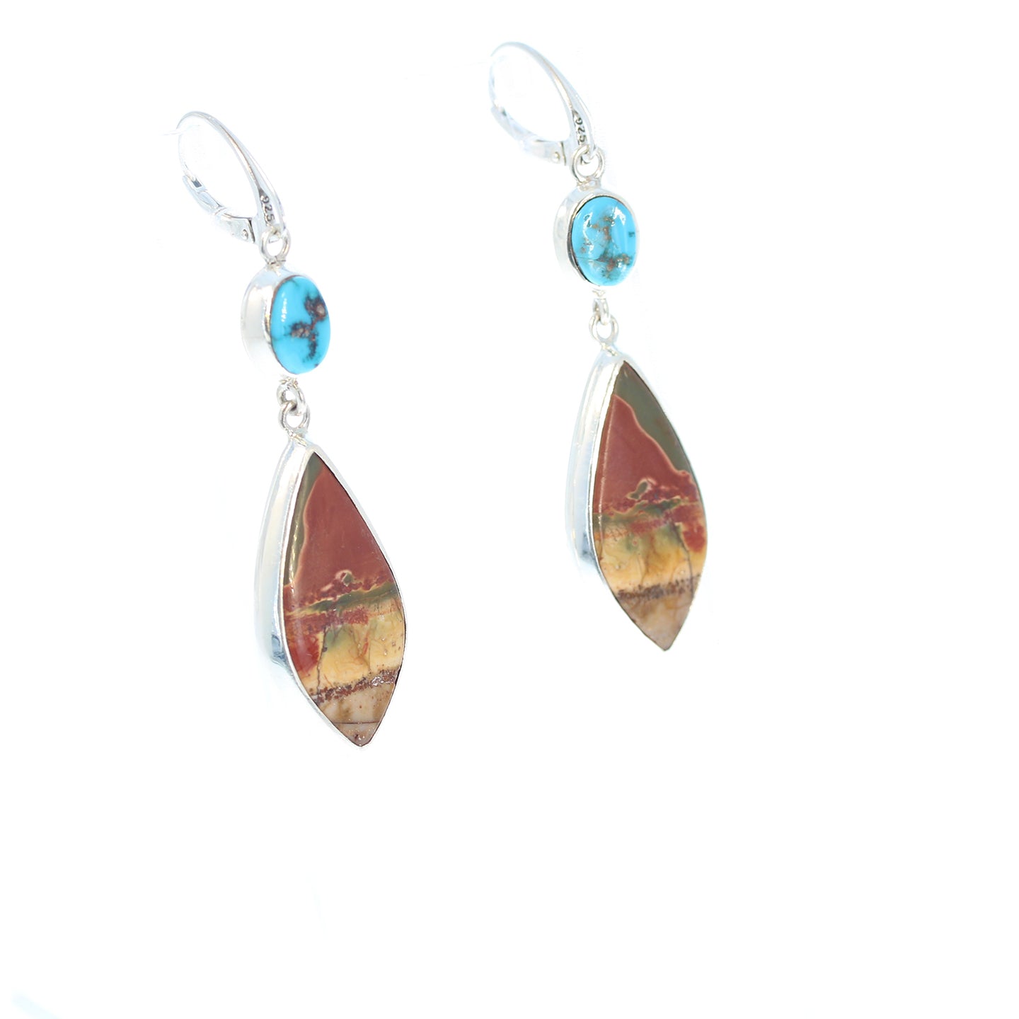 KINGMAN TURQUOISE and Sonora Sunrise Jasper Earrings -NewWorldGems