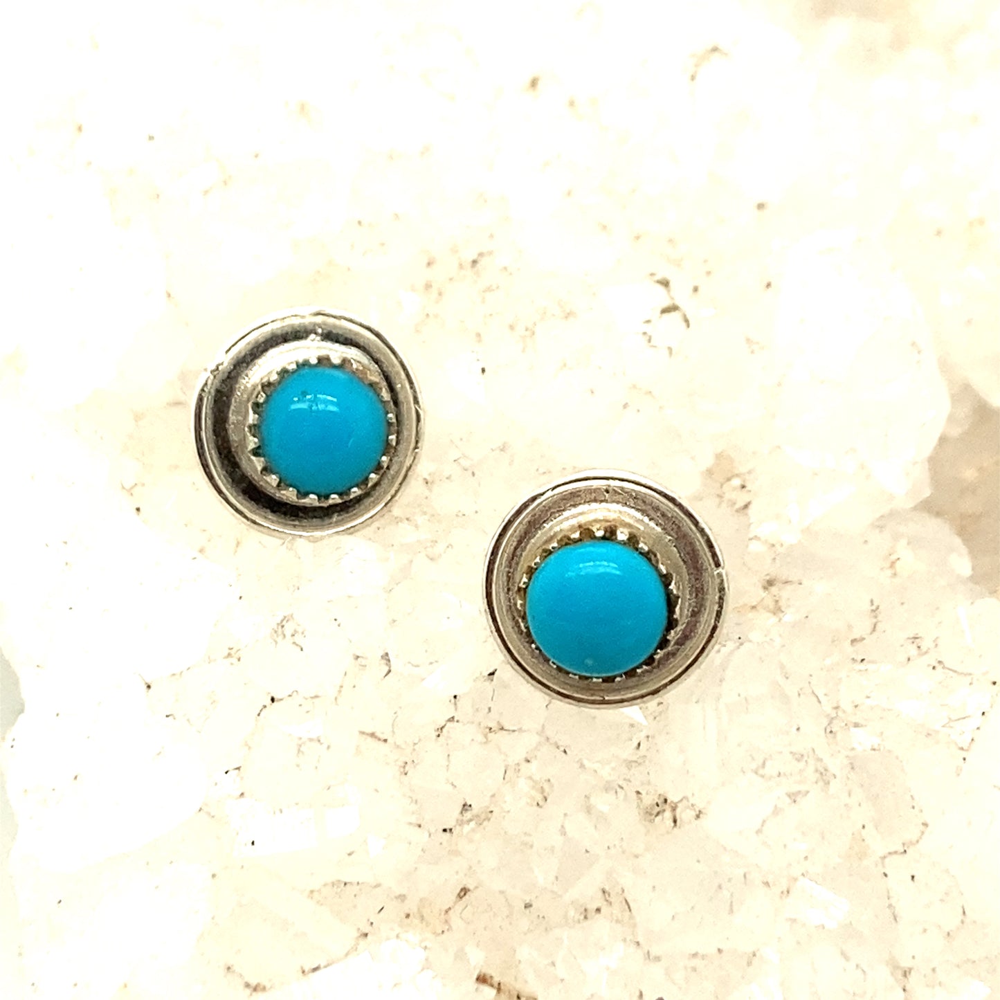Bluebird Mine Turquoise Earrings Ovals Sterling Posts 4mm -NewWorldGems