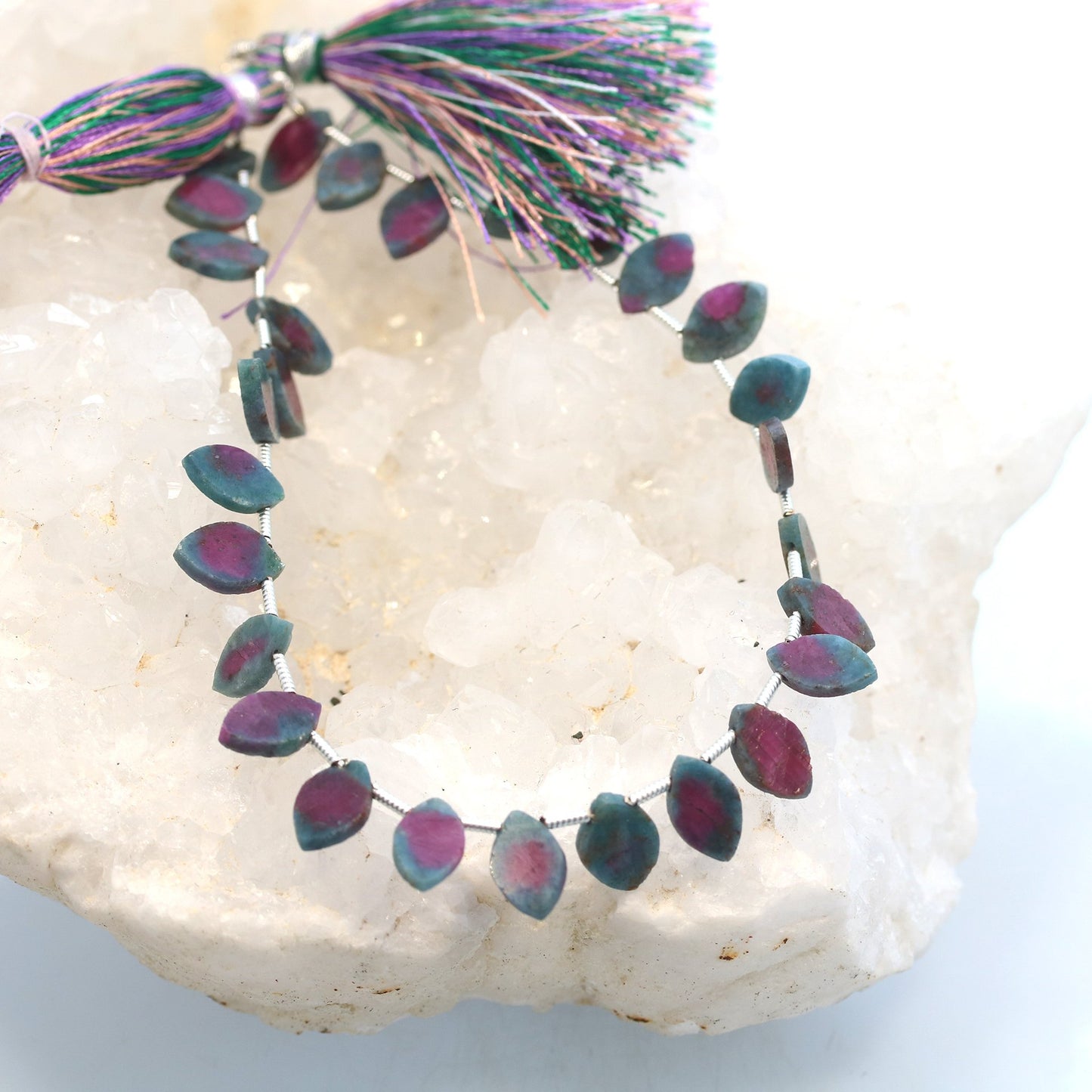Ruby In Fuchsite Briolettes Marquis Shaped 8" 10X6.5Mm, -NewWorldGems