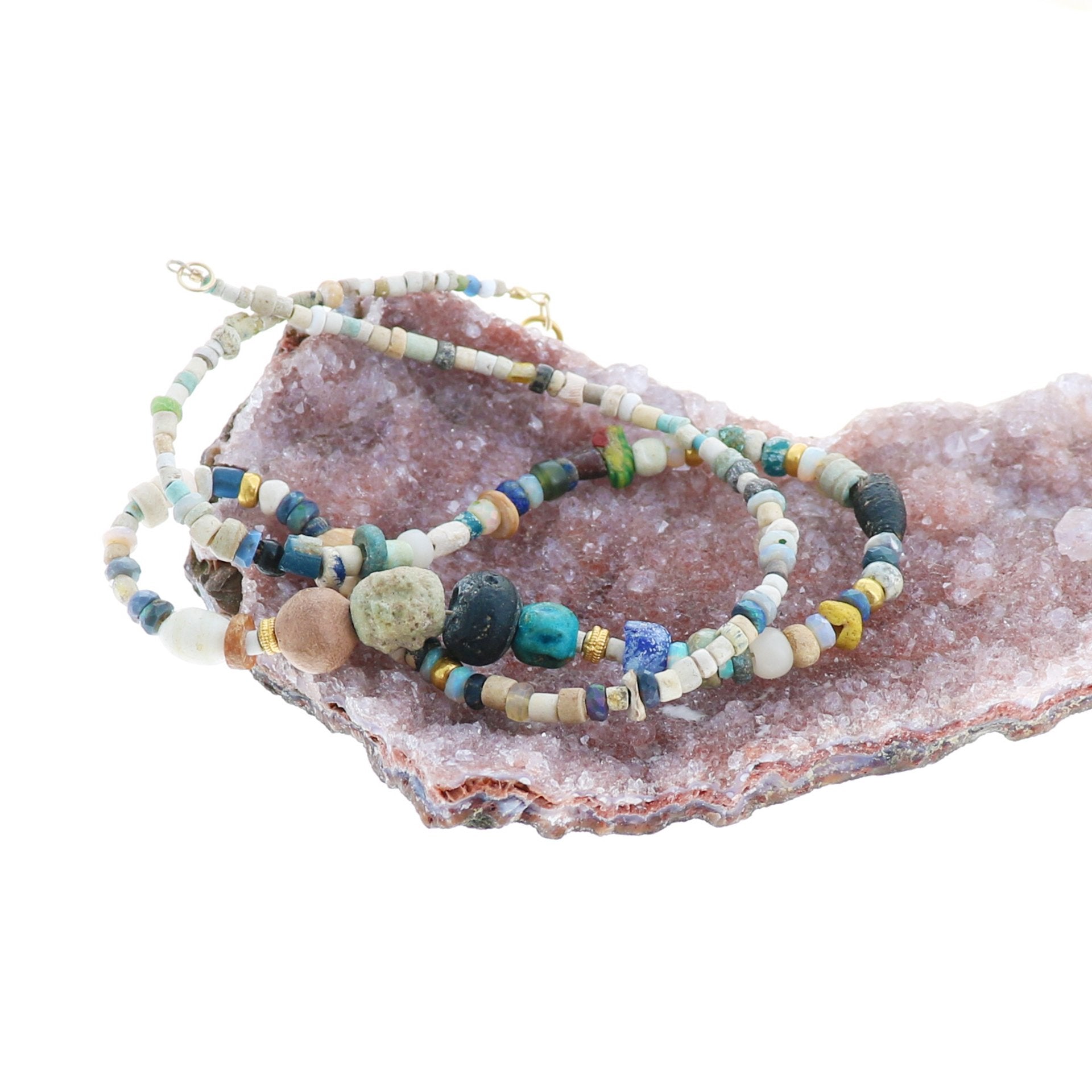 Ancient Mali Dig Beads Necklace 18K Gold #2 -NewWorldGems
