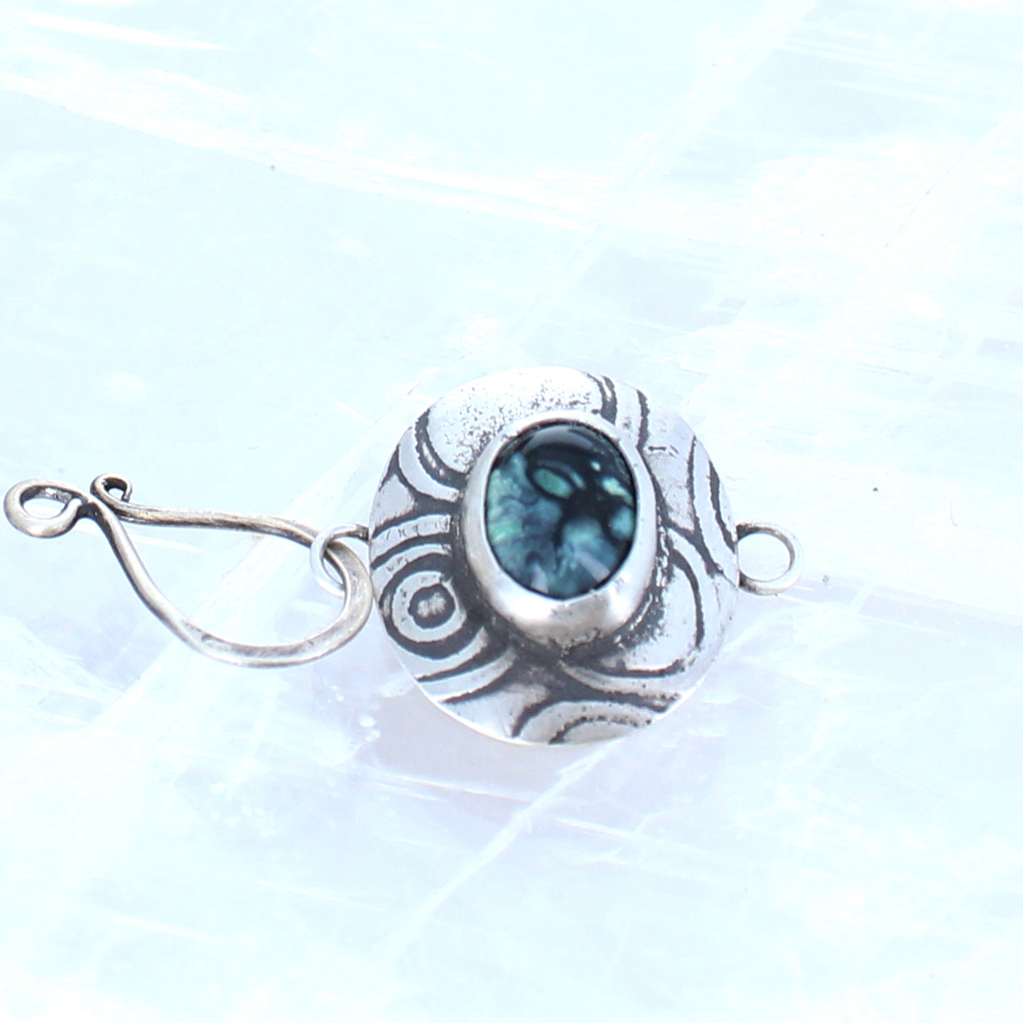 New Lander Turquoise Clasp Sterling Southwest J Hook Style -NewWorldGems