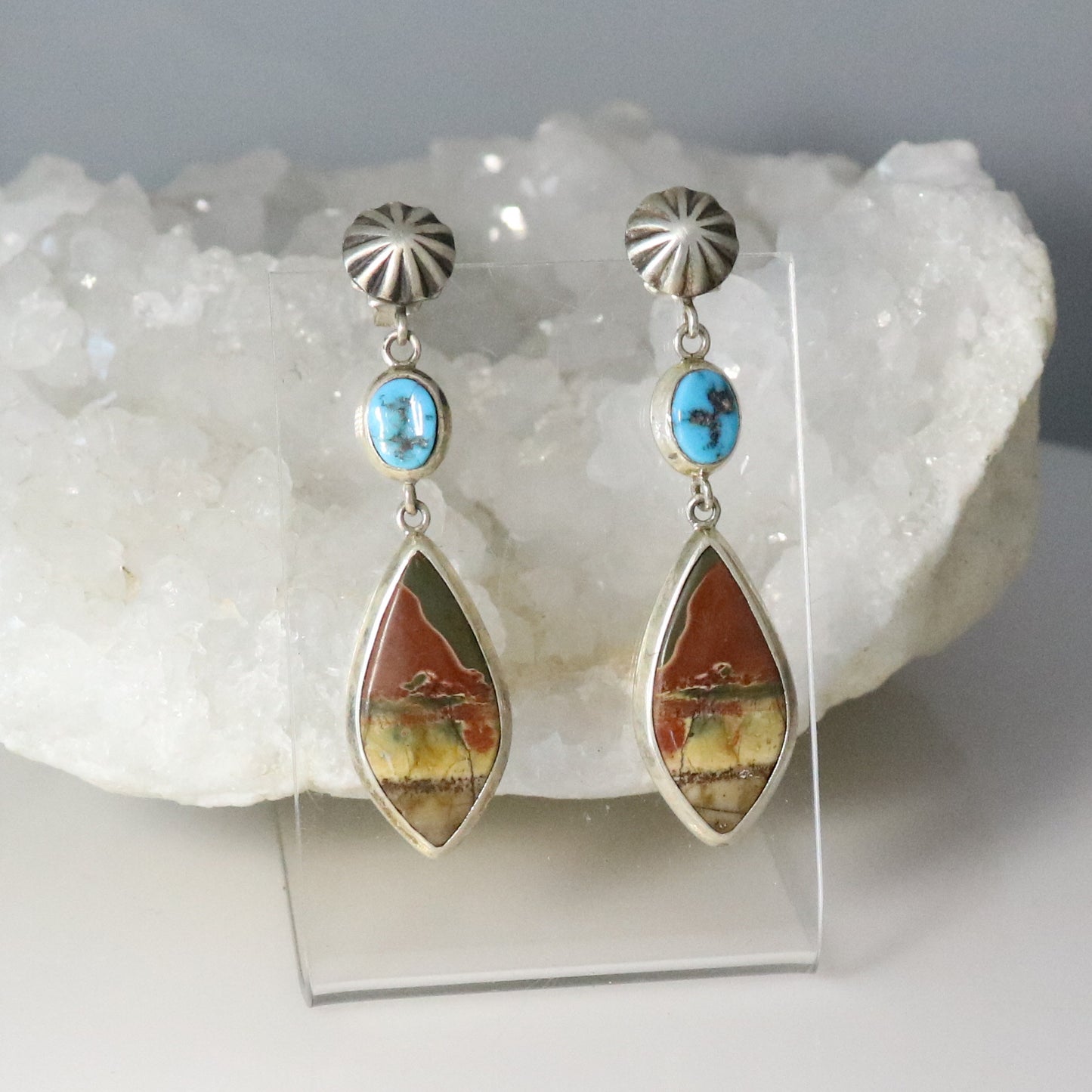 SLEEPING BEAUTY TURQUOISE and Sonora Sunrise Jasper Earrings -NewWorldGems