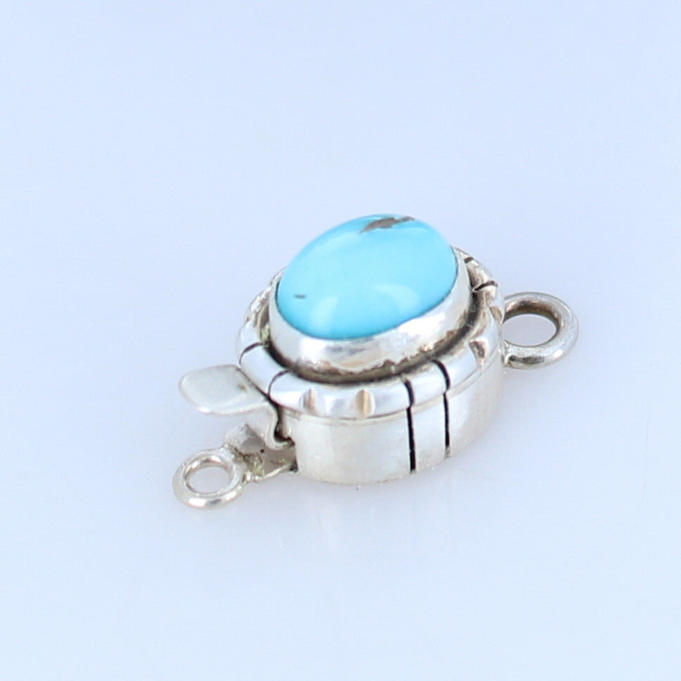 Blue Carico Lake Turquoise Sterling Clasp Southwestern Style 8x10mm -NewWorldGems