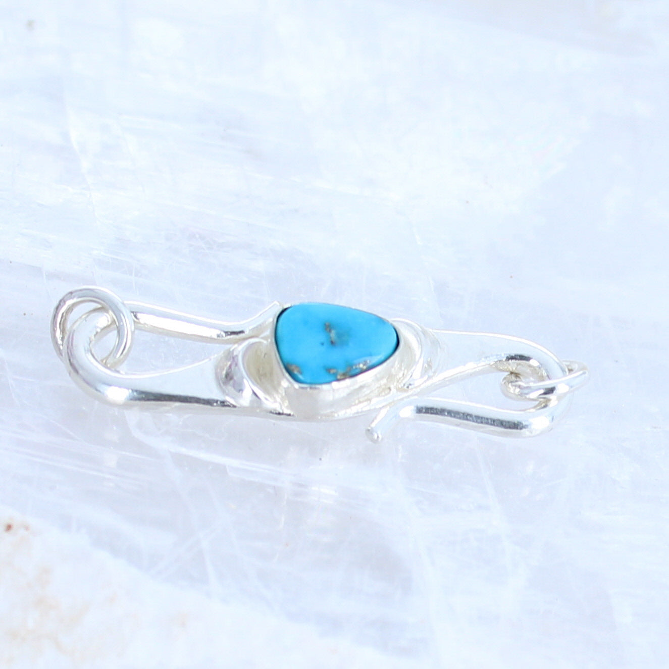 Kingman Turquoise Clasp S Shaped Sterling Moons Mixed Shape -NewWorldGems