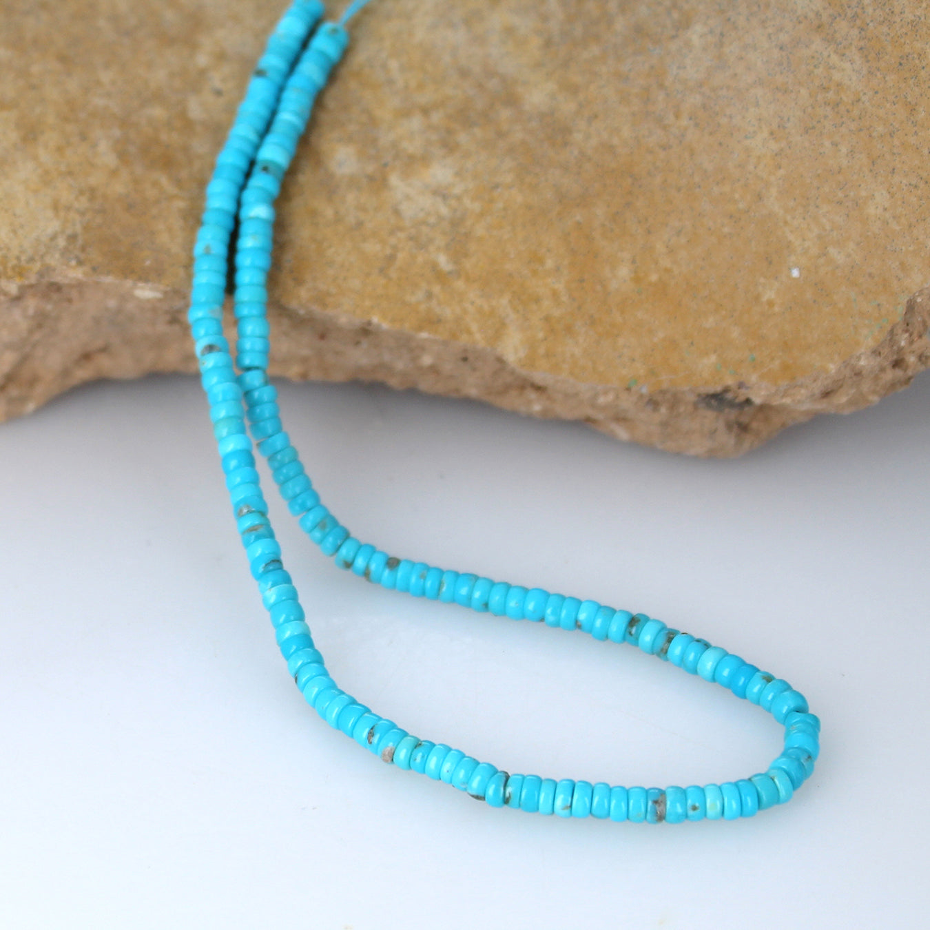 Sleeping Beauty Turquoise Beads Heshi 3.2mm 8.75" -NewWorldGems