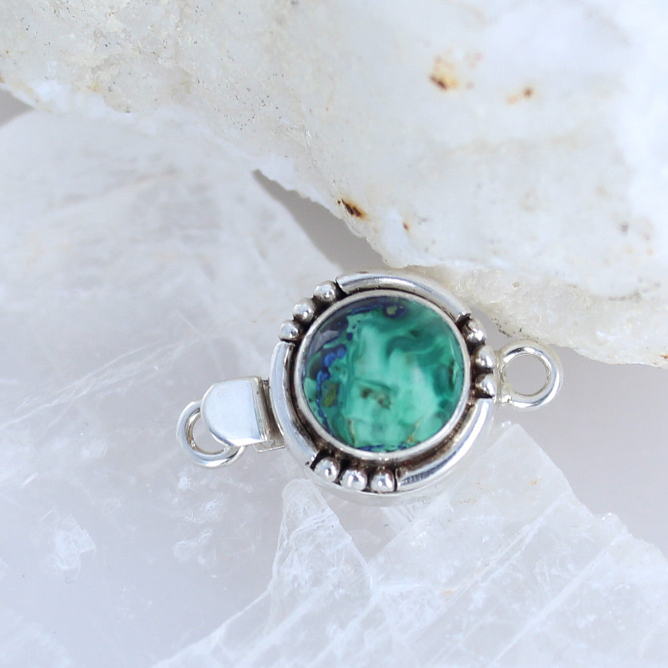 AZURITE Chrysocolla Malacite Southwest Clasp 10mm -NewWorldGems