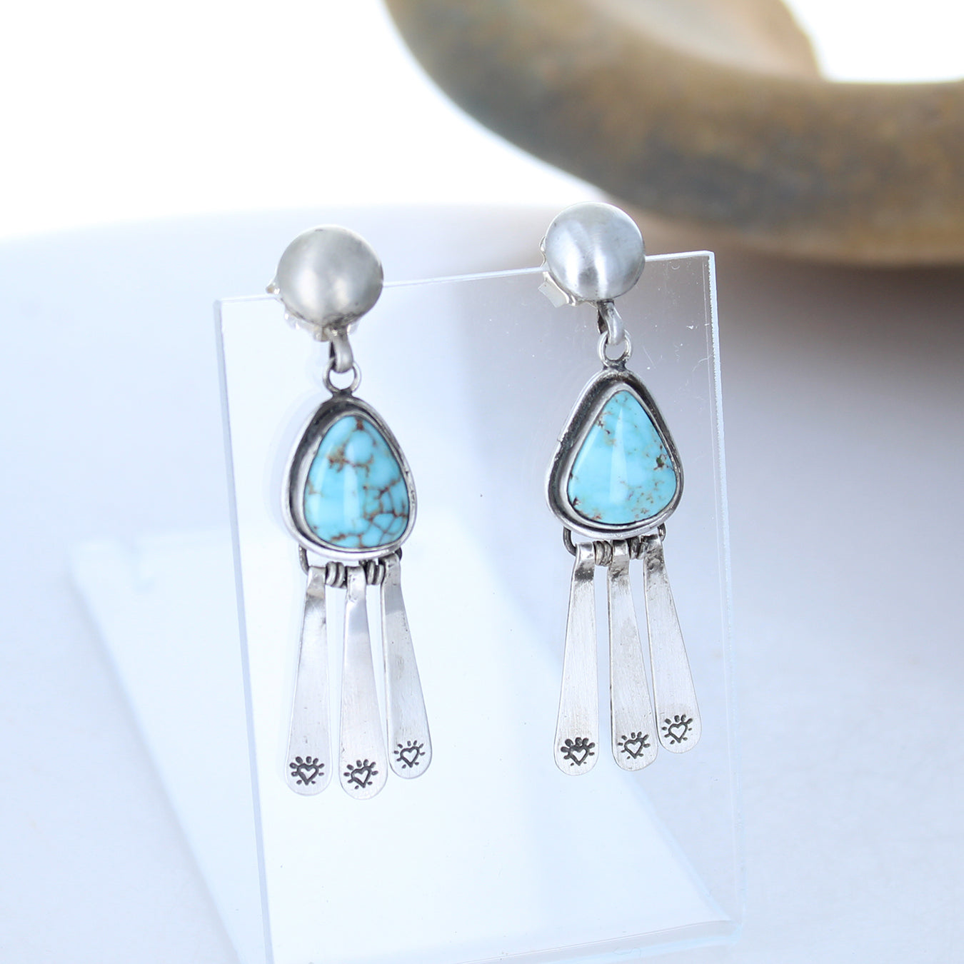 DRY CREEK Turquoise Earrings Sterling Large Dangles Southwest -NewWorldGems