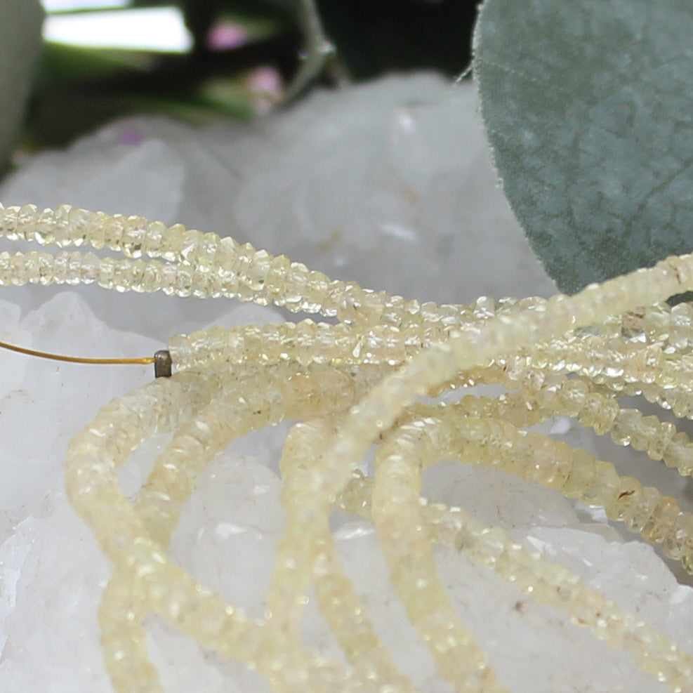 GENUINE SAPPHIRE Beads Faceted Rondelles Champagne 3.5mm -NewWorldGems