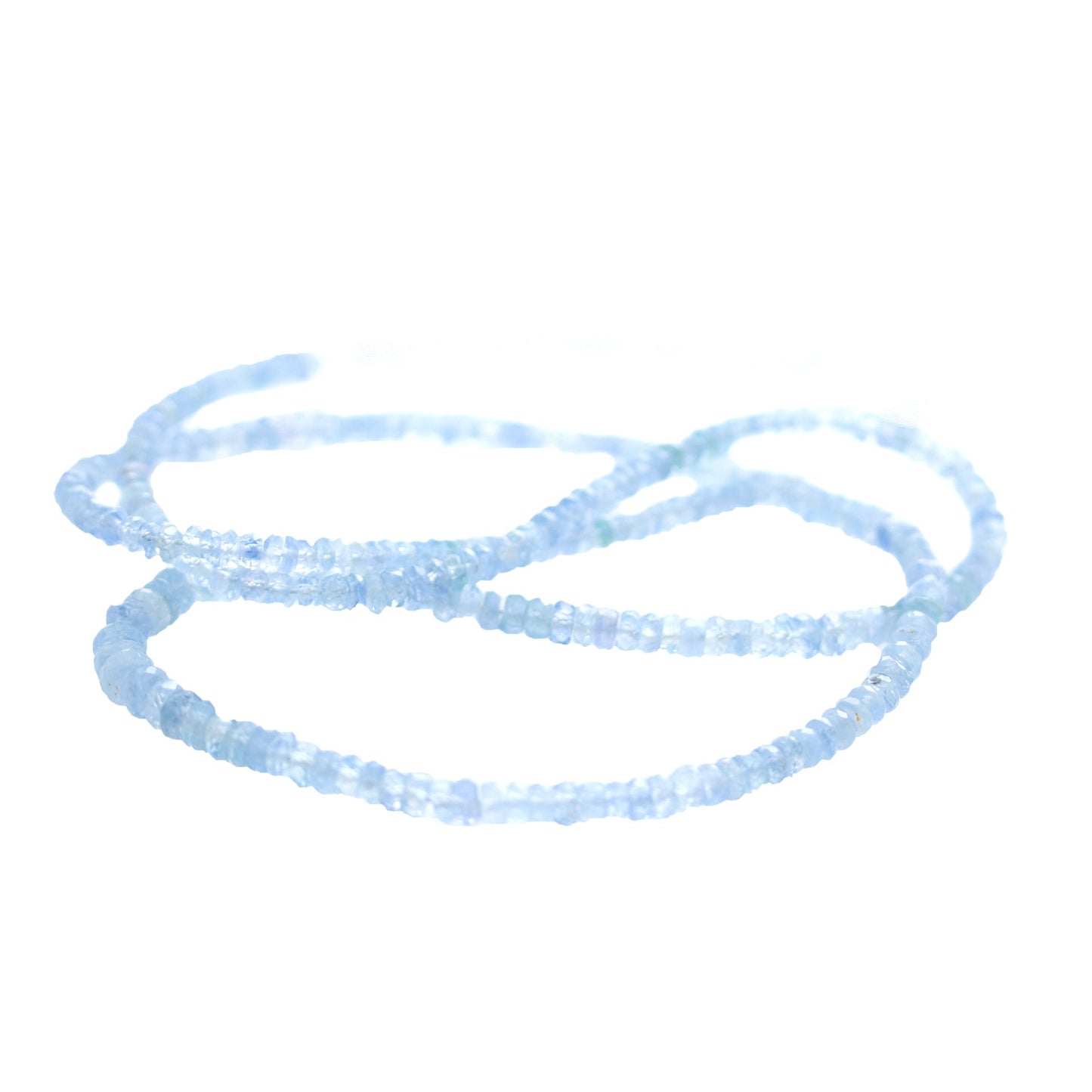 Sapphire Faceted Disc Rondelle Beads Ice Blue 3-5Mm 18", -NewWorldGems