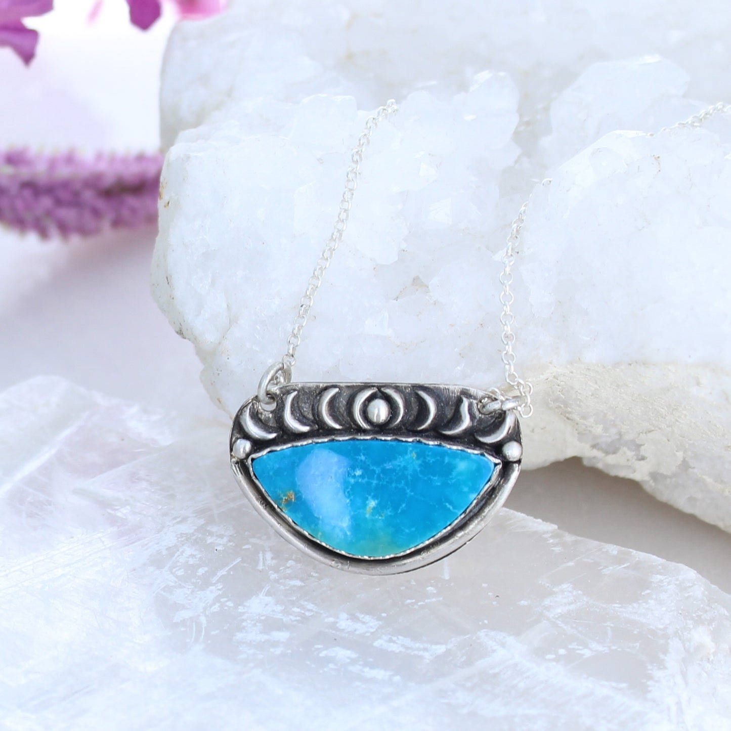 KINGMAN TURQUOISE Pendant Protective Eye Sterling Large -NewWorldGems