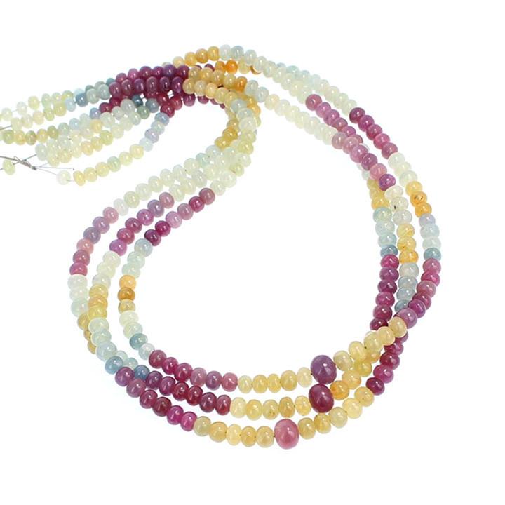 Multi Color Sapphire Beads 5-7Mm Rondelles 18" -NewWorldGems