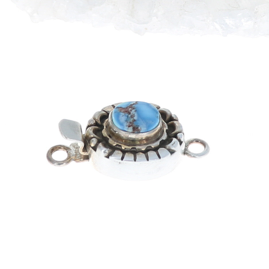 Kazakhstan Turquoise Clasp Sterling Moon Lotus 7x8.5mm -NewWorldGems