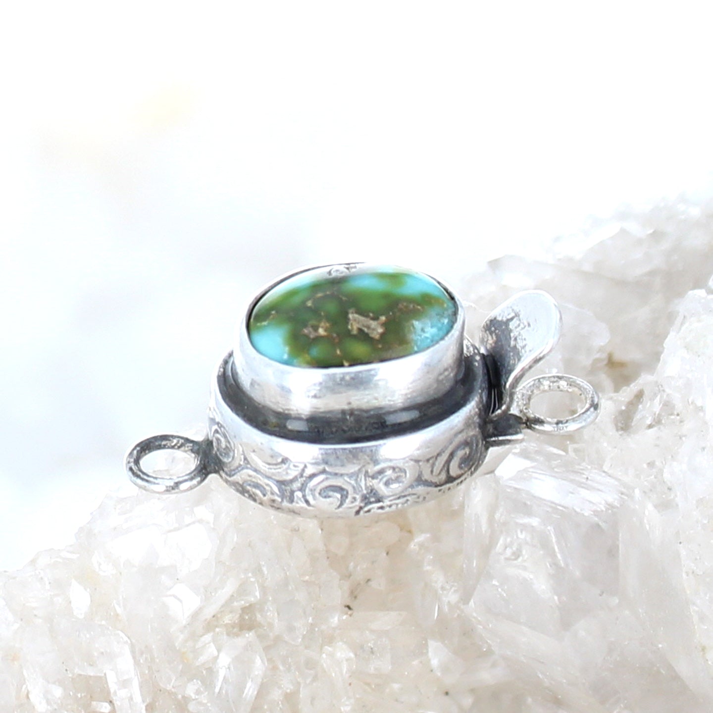Blue Green Sonoran Gold Turquoise Clasp Sterling #1 -NewWorldGems