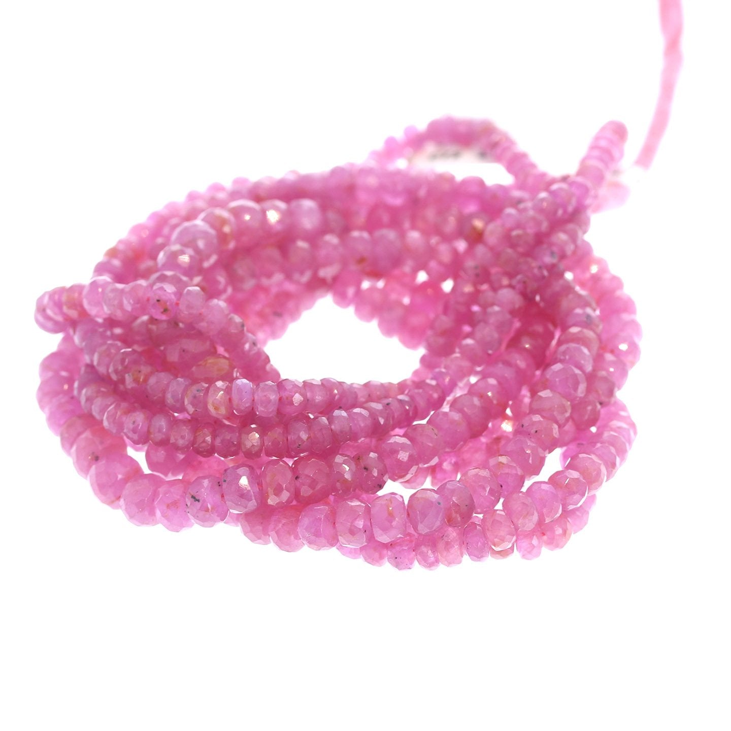 Sapphire Beads Faceted Rondelles Hot Pink 3-5.5Mm 16" -NewWorldGems