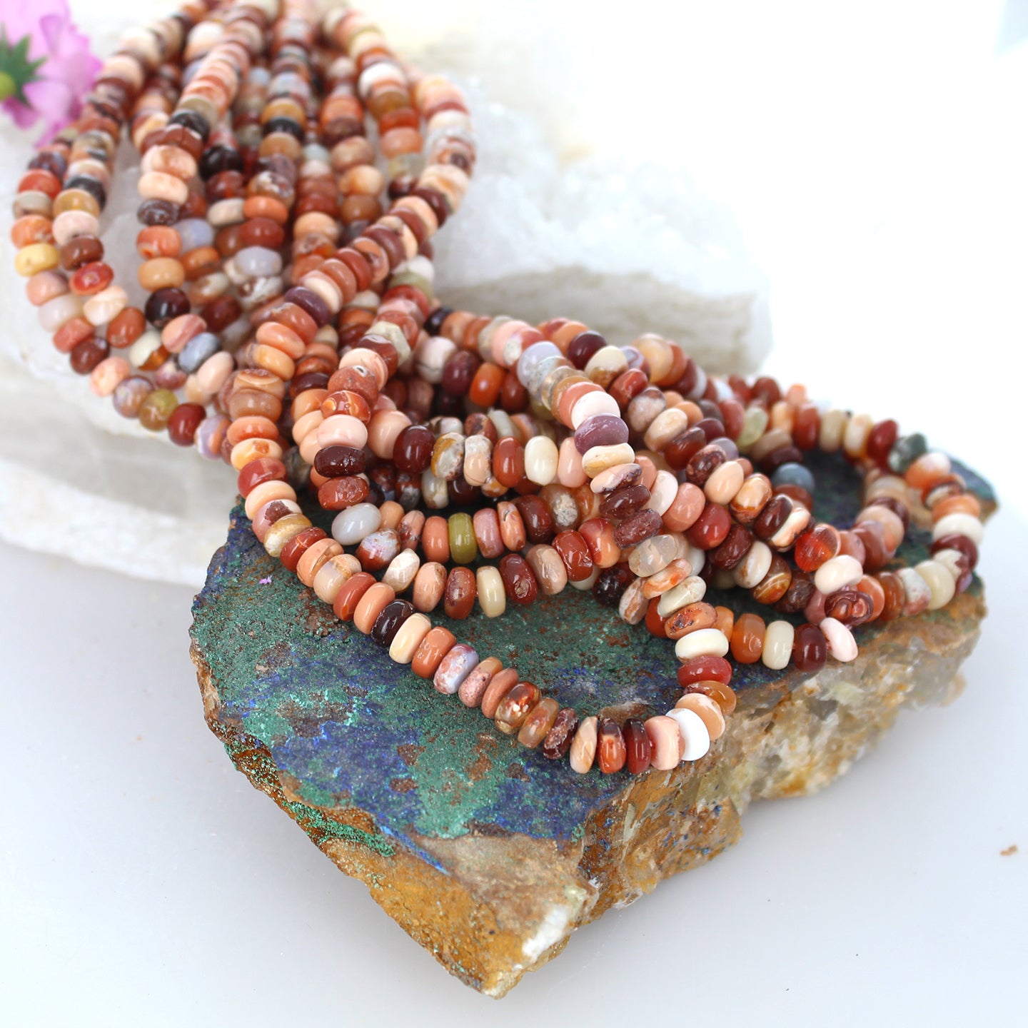 Mexican Opal Beads Multi Color Rondelle 7mm 16" Strand -NewWorldGems
