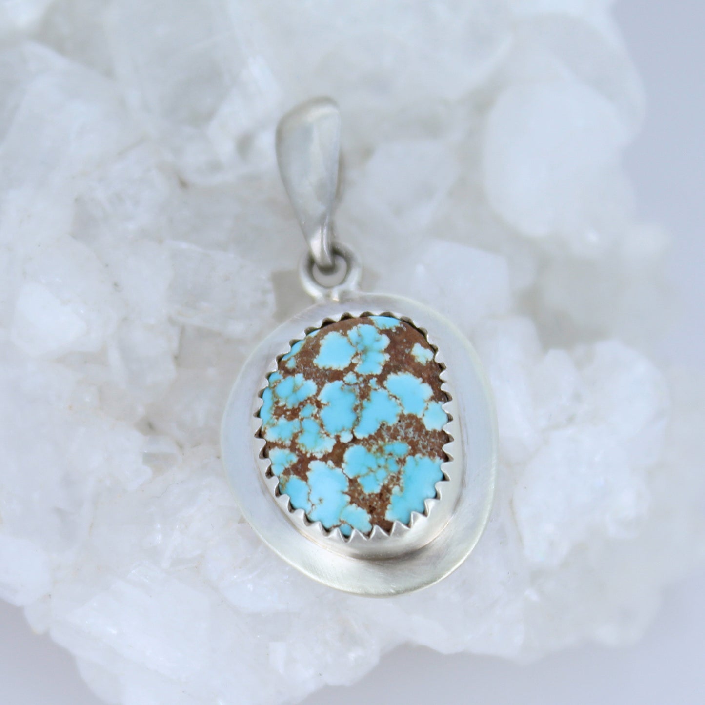 Beautiful Blue Carico Lake Turquoise Pendant Sterling Small -NewWorldGems
