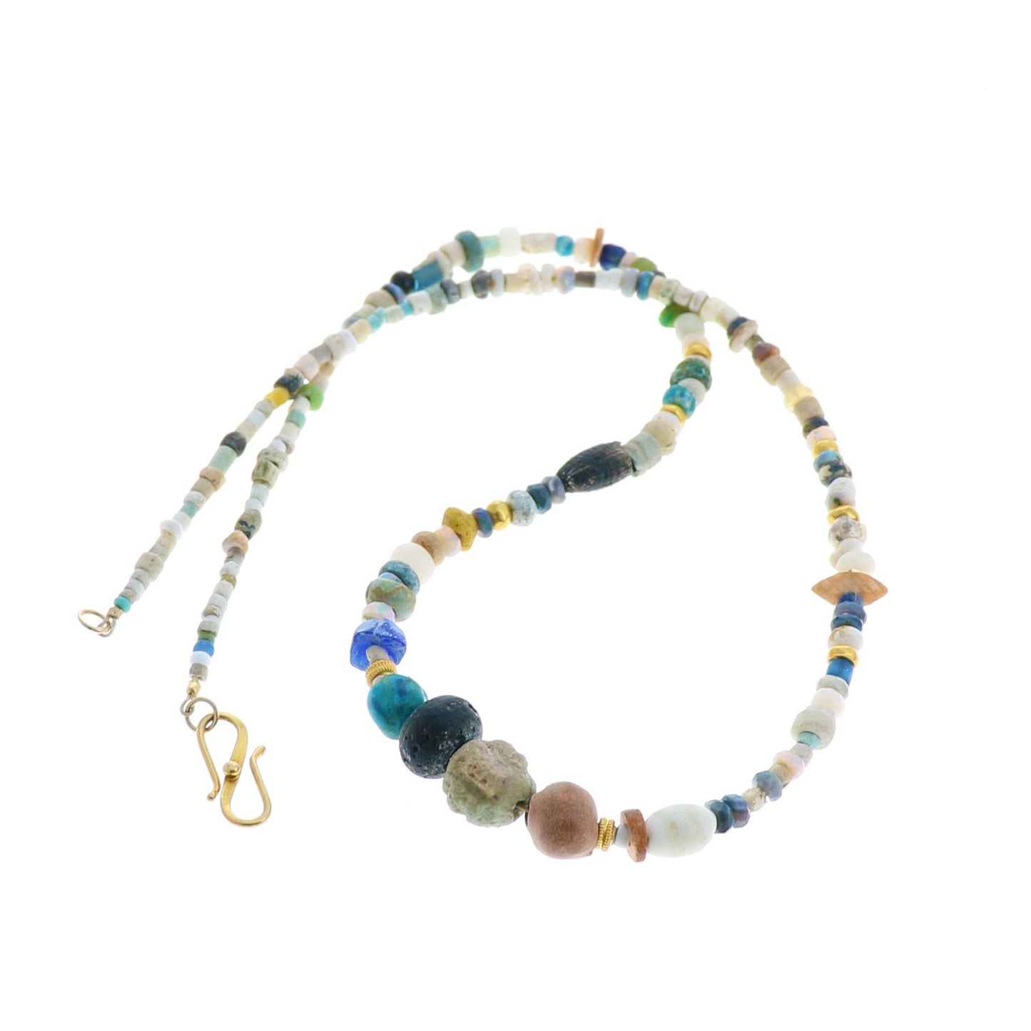 Ancient Mali Dig Beads Necklace 18K Gold #2 -NewWorldGems