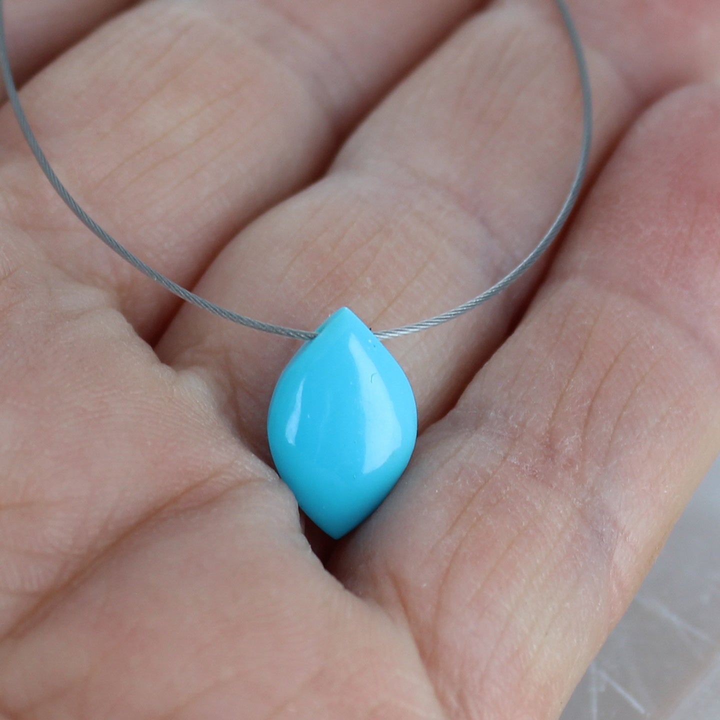 GEM GRADE Sleeping Beauty Turquoise Pendant Component 13x9mm -NewWorldGems