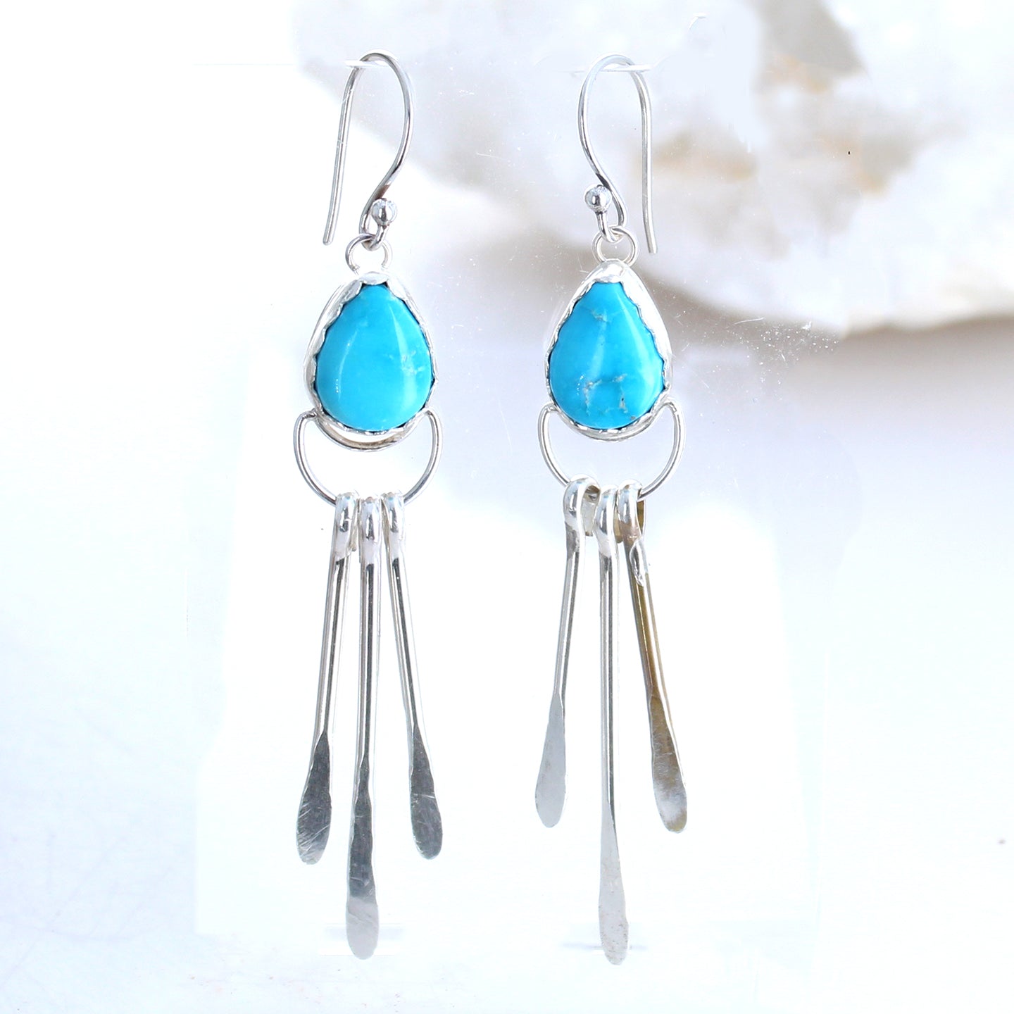 AAA Blue Ridge Turquoise Moon Earrings Dangles Southwest -NewWorldGems