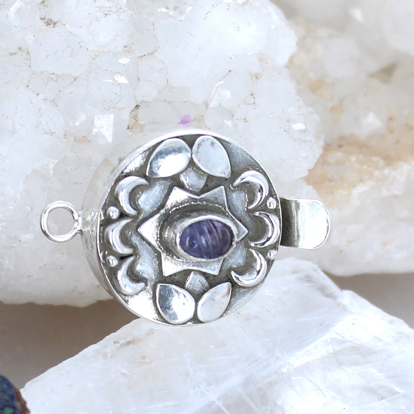 AAA Lilac Tanzanite Sterling Silver Clasp Carved -NewWorldGems