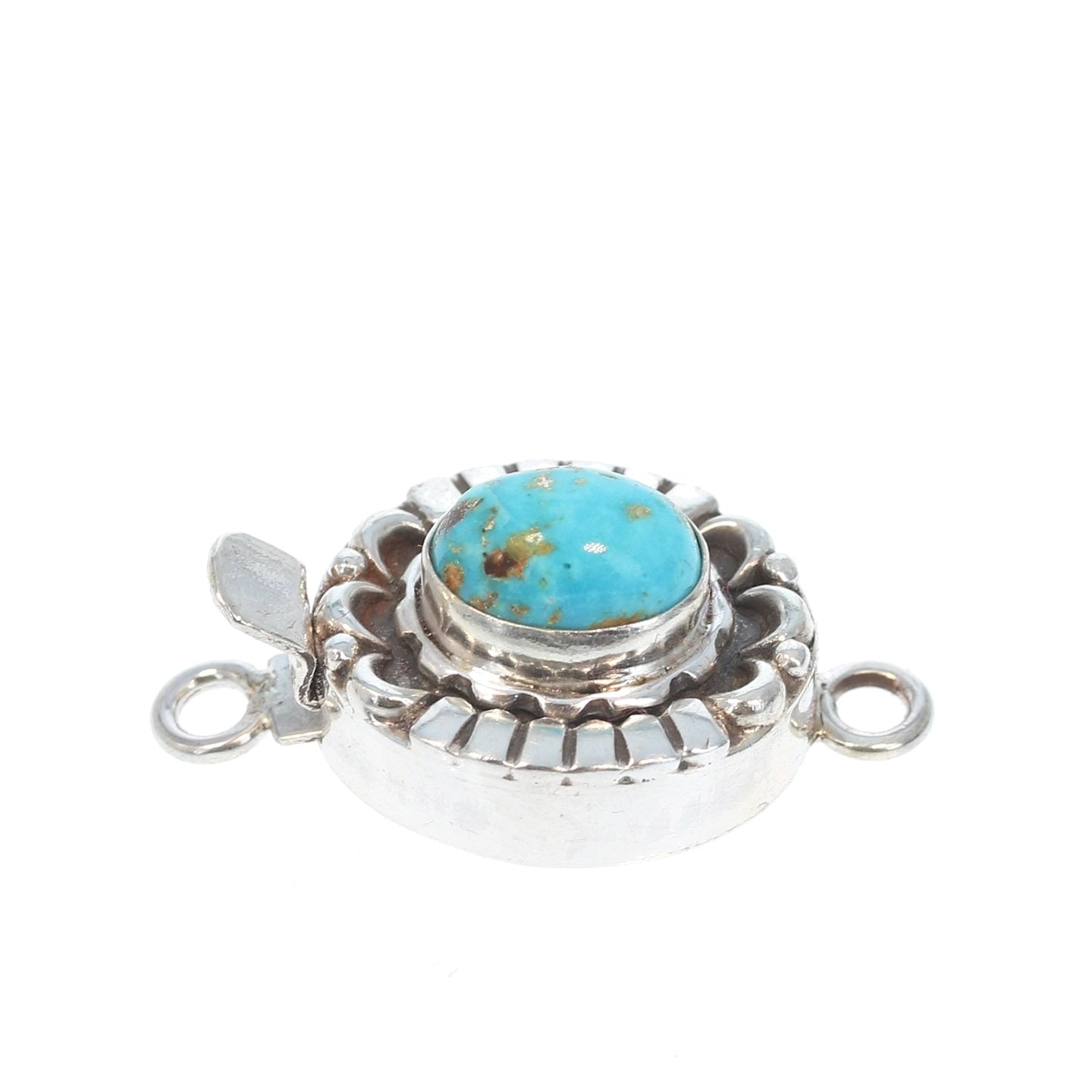 Armenian Turquoise Sterling Silver Clasp Oval Moon Design 11X8mm -NewWorldGems